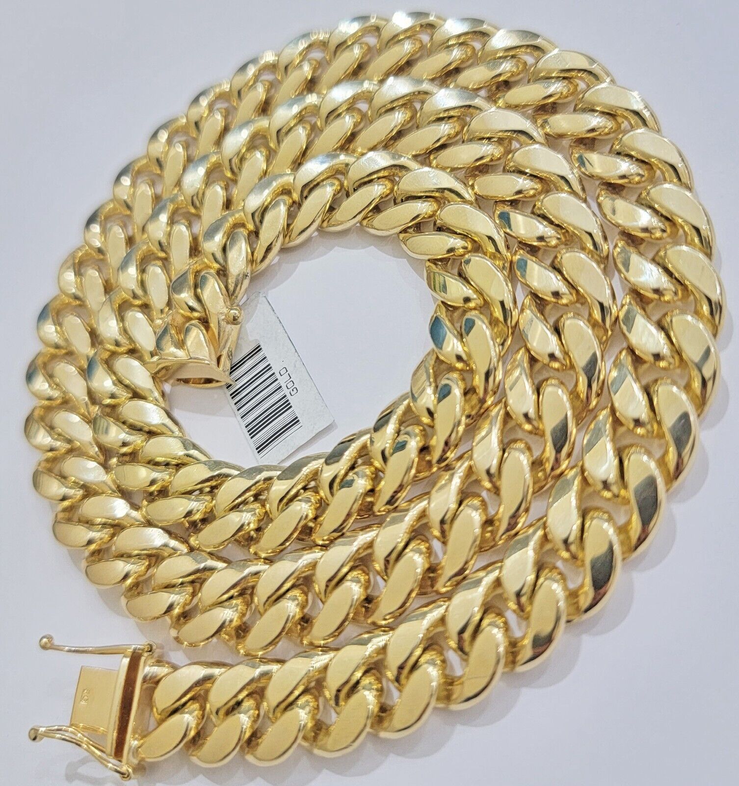11mm Cuban Solid Link Chain Mens Necklace 10k Yellow Gold 22" Thick Heavy, SALE - GoldenLinQ