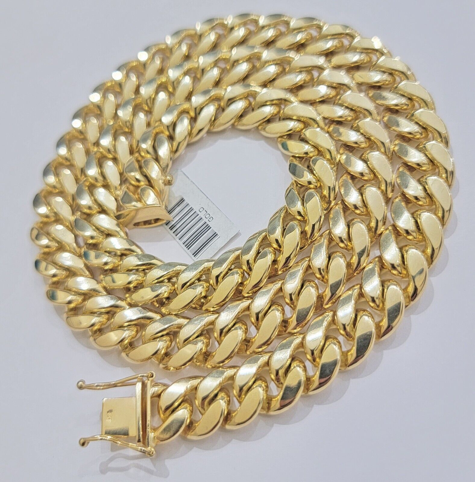 11mm Cuban Solid Link Chain Mens Necklace 10k Yellow Gold 22" Thick Heavy, SALE - GoldenLinQ