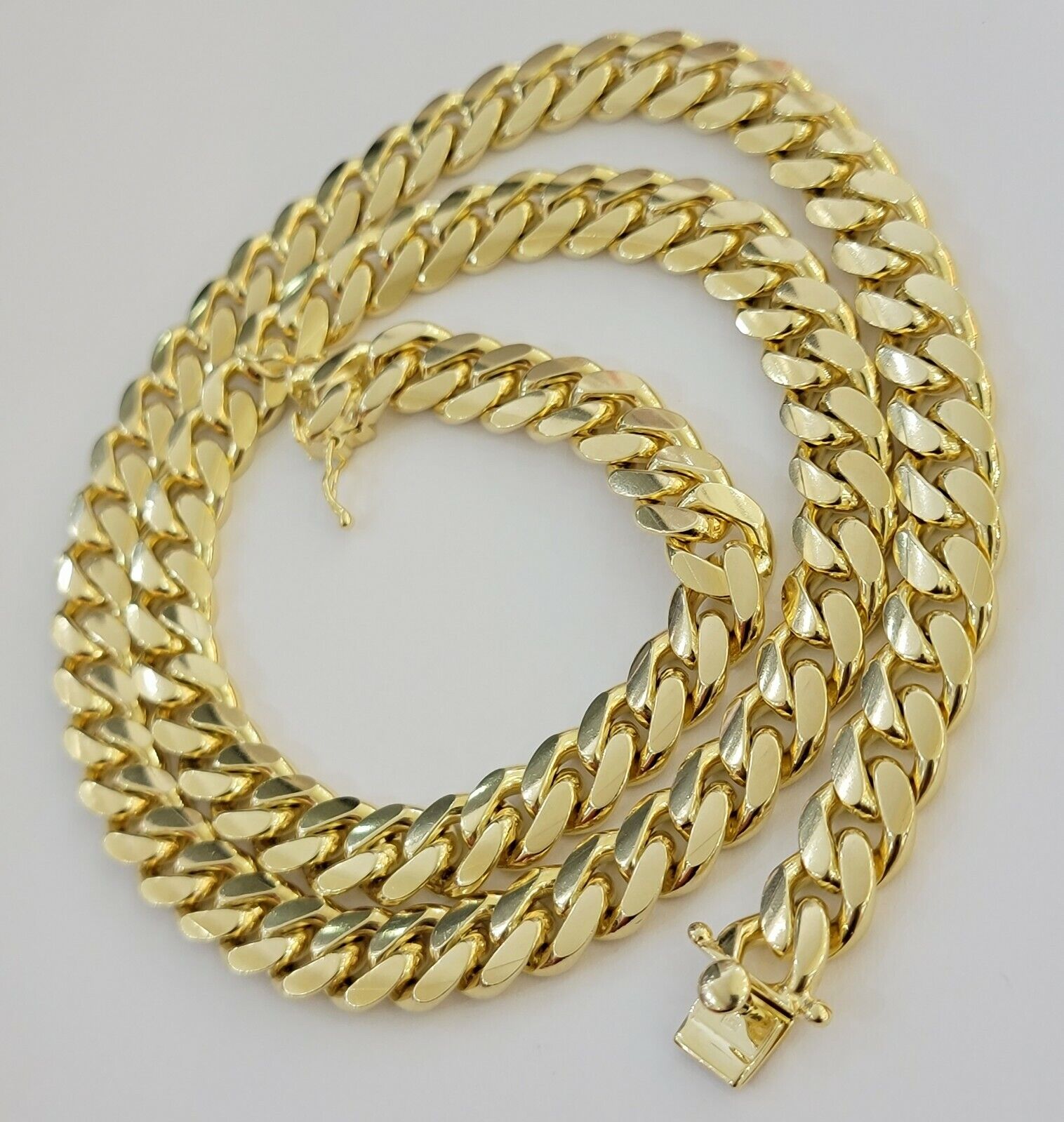 11mm Cuban Solid Link Chain Mens Necklace 10k Yellow Gold 22" Thick Heavy, SALE - GoldenLinQ