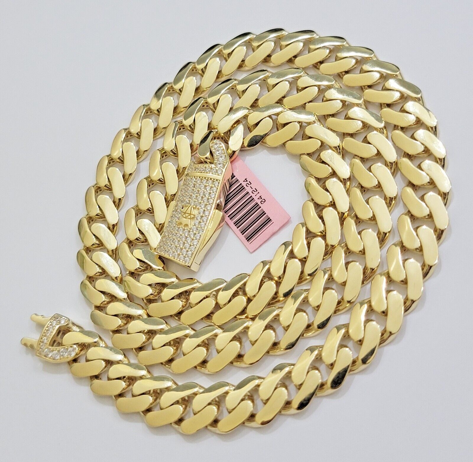 11mm Miami Cuban Royal Link Chain Necklace Box Lock Real 14K Yellow Gold On Sale - GoldenLinQ