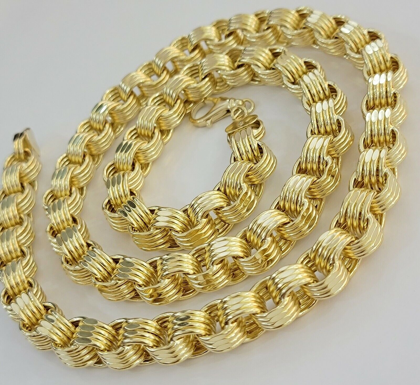 12.5mm Byzantine Box chain Necklace 26 Inch Real 10k Yellow Gold Men's , Thick - GoldenLinQ