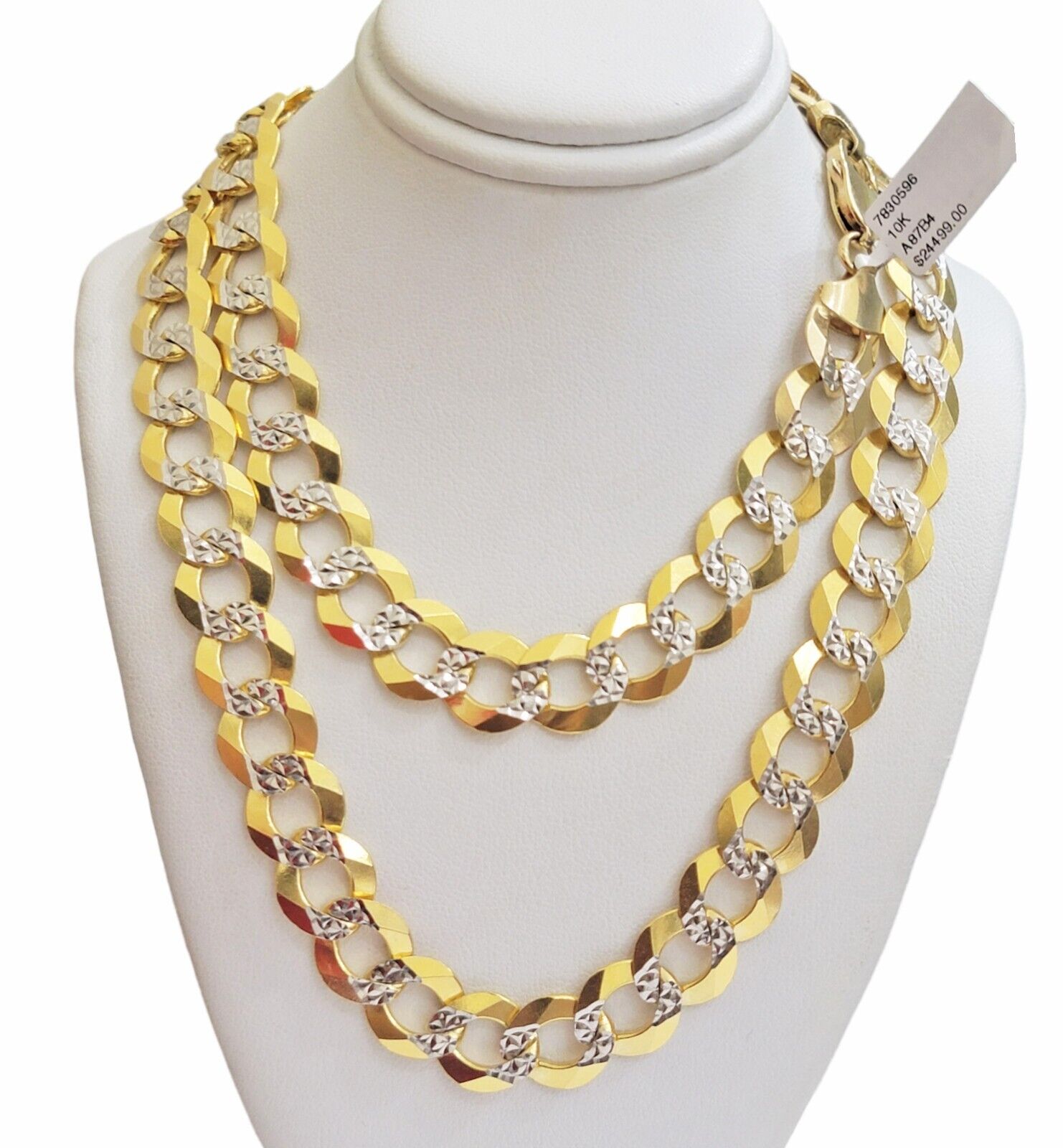 12.5mm Cuban Curb Link Chain Necklace 28" Diamond Cut Men 10k Yellow Gold SOLID - GoldenLinQ