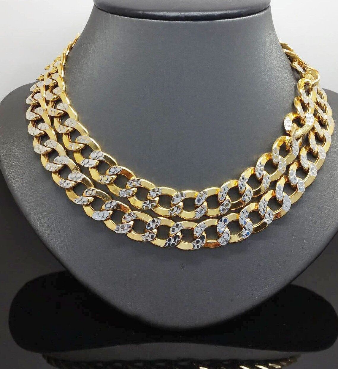 12MM Real Gold Mens Necklace Cuban Link 20 - 30" Diamond Cut 10k Yellow Gold Chain - GoldenlinQ