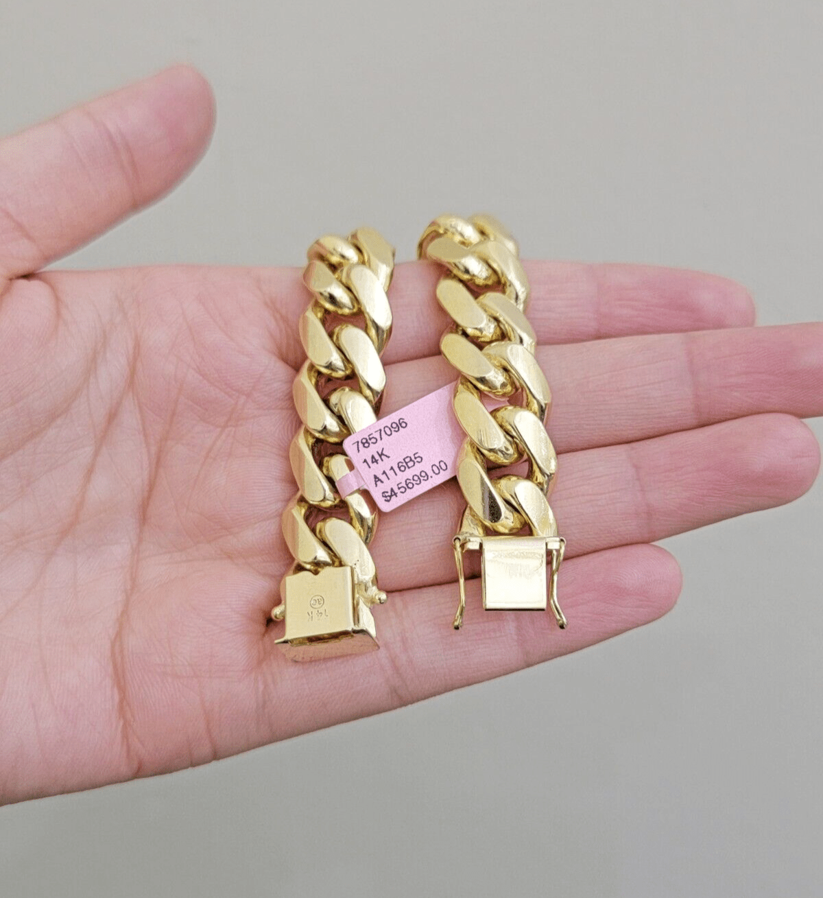 13mm 14k Gold Bracelet Mens 9 Inch Solid 14kt Yellow Gold Miami Cuban Link REAL - GoldenlinQ