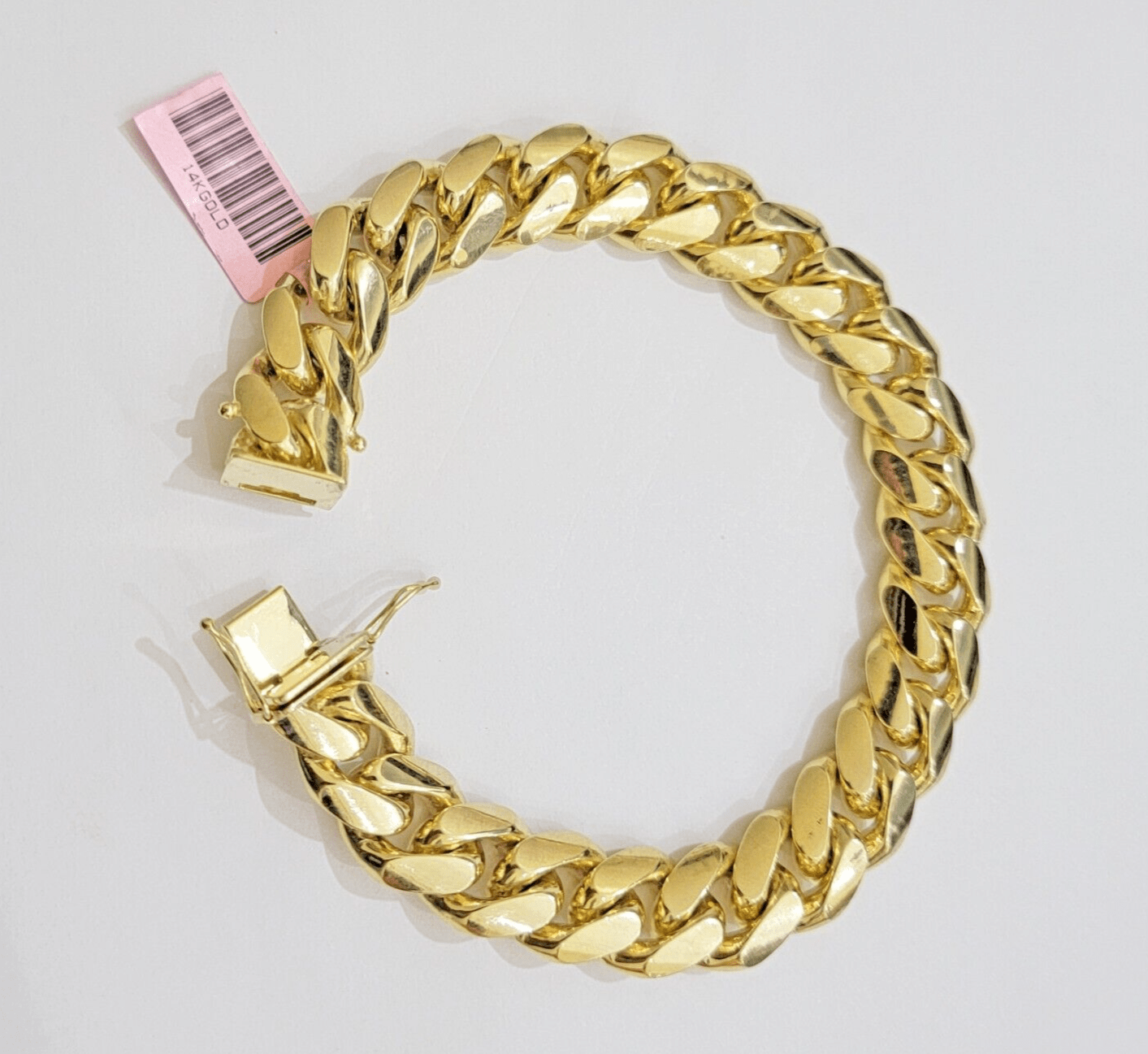 13mm 14k Gold Bracelet Mens 9 Inch Solid 14kt Yellow Gold Miami Cuban Link REAL - GoldenlinQ