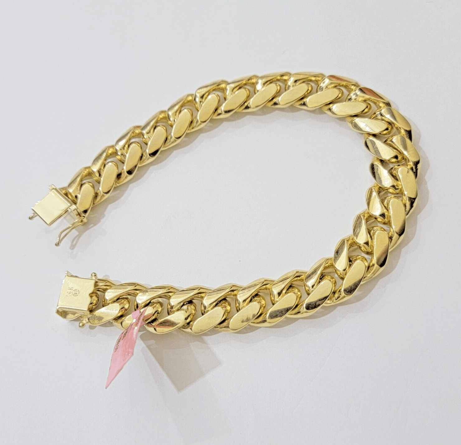 13mm 14k Gold Bracelet Mens 9 Inch Solid 14kt Yellow Gold Miami Cuban Link REAL - GoldenlinQ
