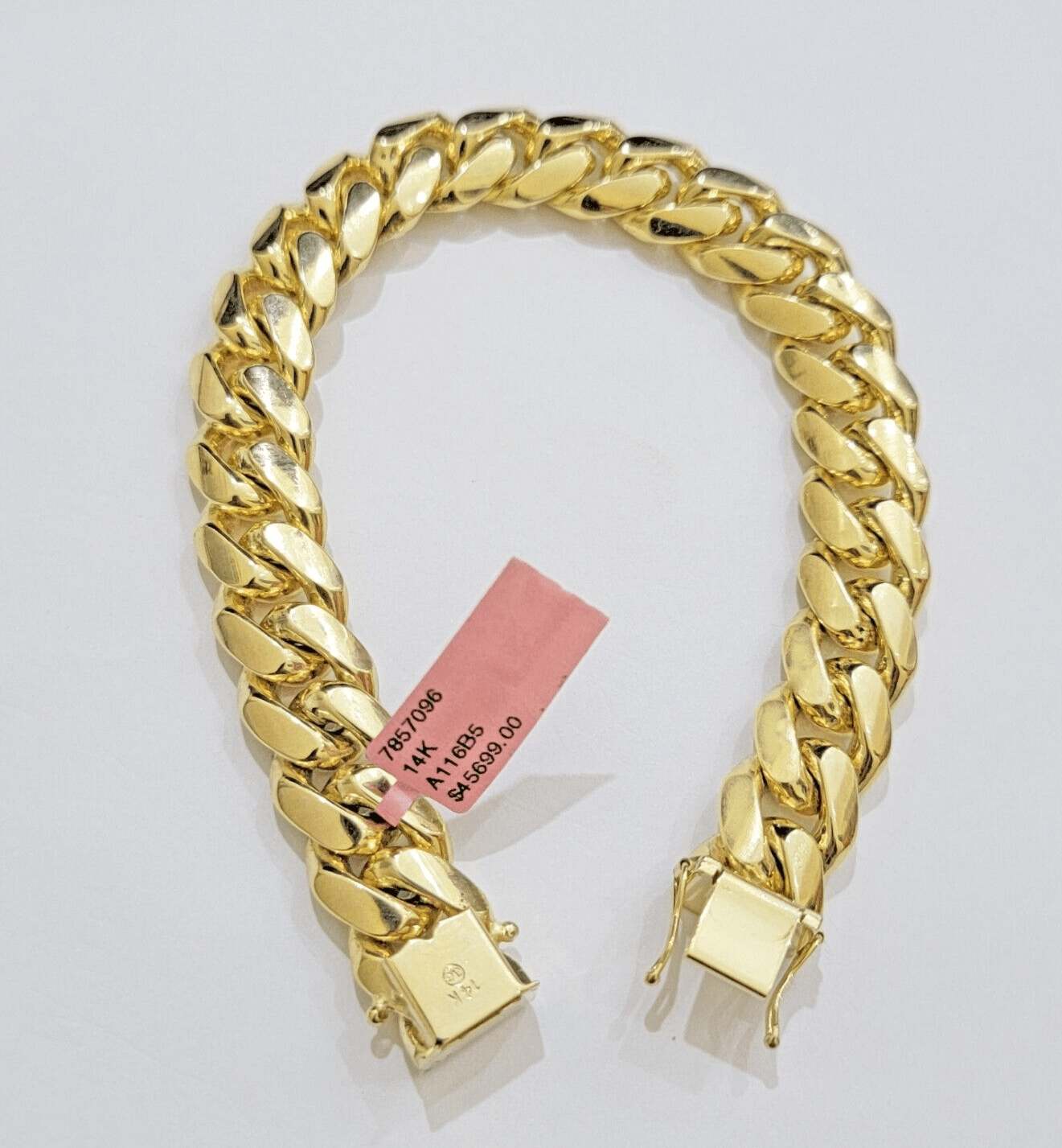 13mm 14k Gold Bracelet Mens 9 Inch Solid 14kt Yellow Gold Miami Cuban Link REAL - GoldenlinQ