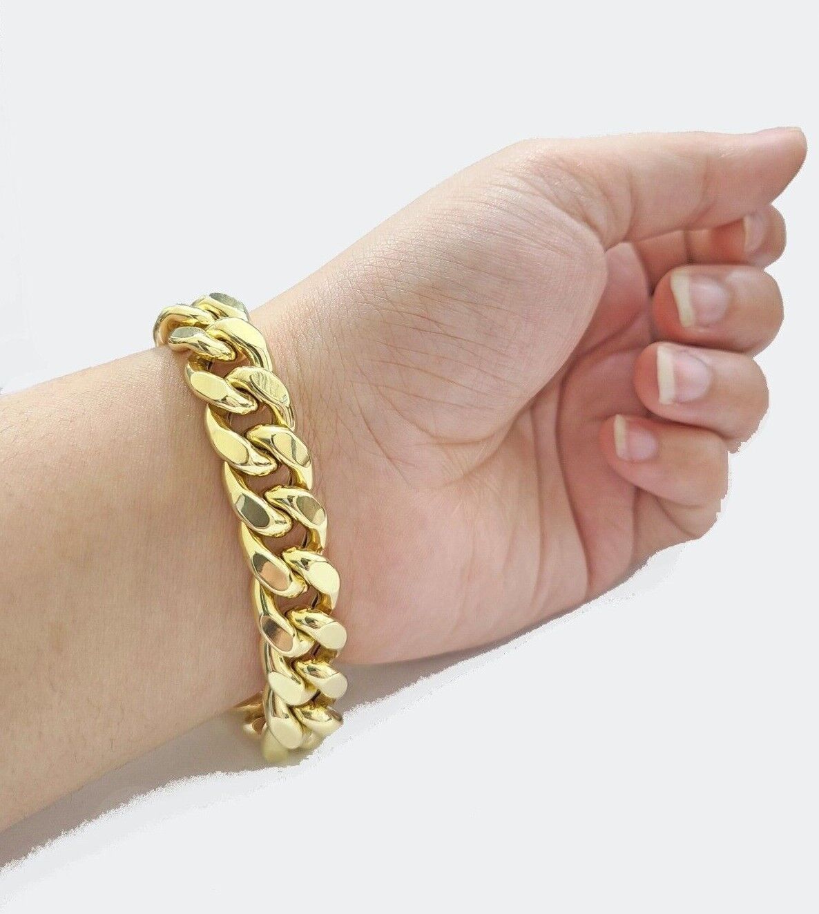13mm 14k Gold Bracelet Miami Cuban Link 7.5" - 10 Inch Mens Real 14kt Yellow Gold - GoldenlinQ