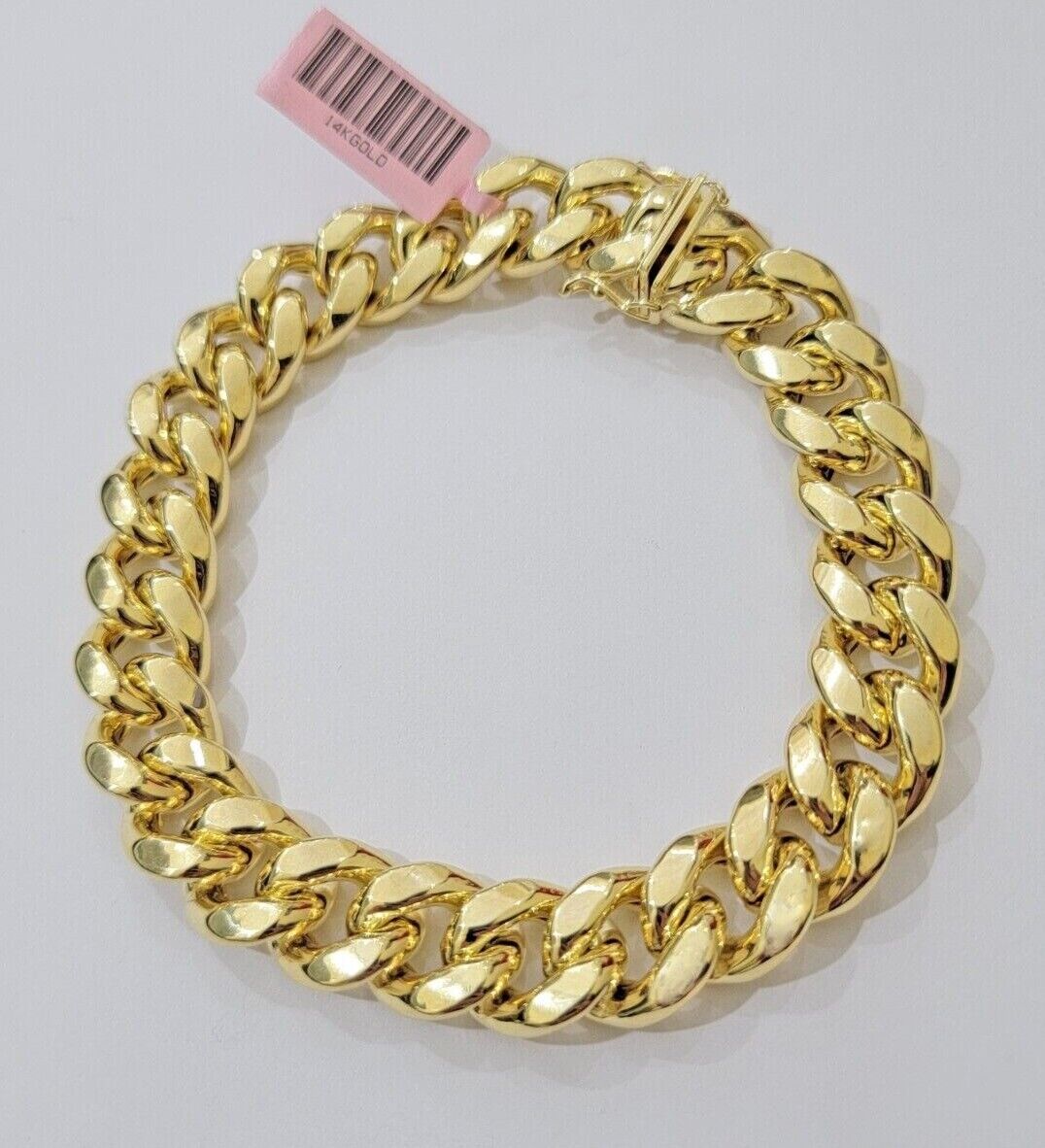 13mm 14k Gold Bracelet Miami Cuban Link 7.5" - 10 Inch Mens Real 14kt Yellow Gold - GoldenlinQ