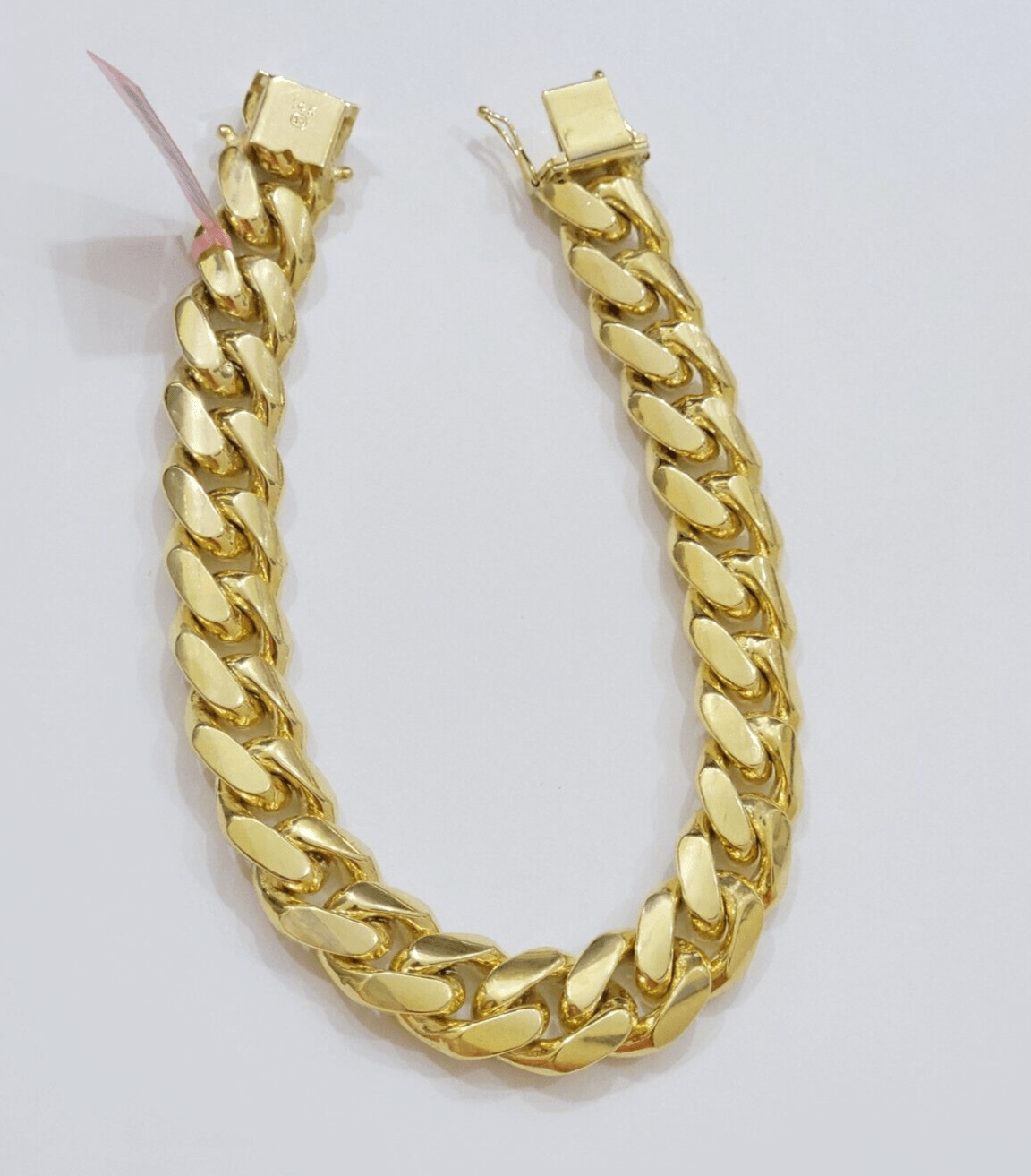 13mm Solid 14k Yellow Gold bracelet Miami Cuban Link 8 Inch Mens REAL 14kt HEAVY - GoldenLinQ