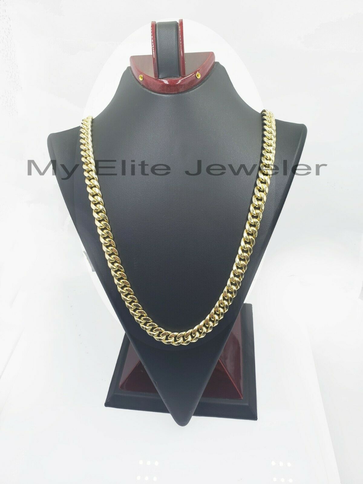 14k 10mm Mens Chain Miami Cuban Link Necklace 22" REAL 14KT Yellow Gold Box lock - GoldenLinQ