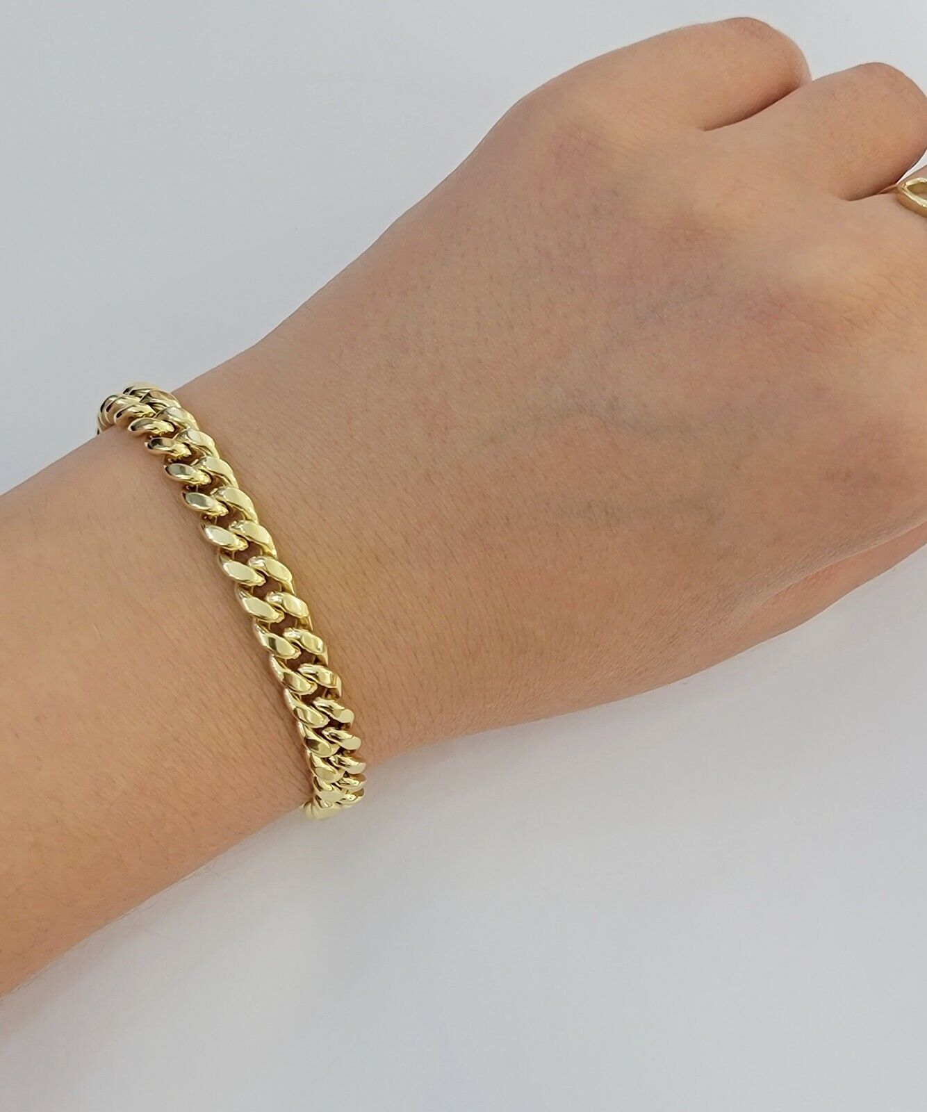 14k Bracelet Miami Cuban Link 7mm 8" Inch Mens Real 14kt Yellow Gold Box Clasp - GoldenLinQ