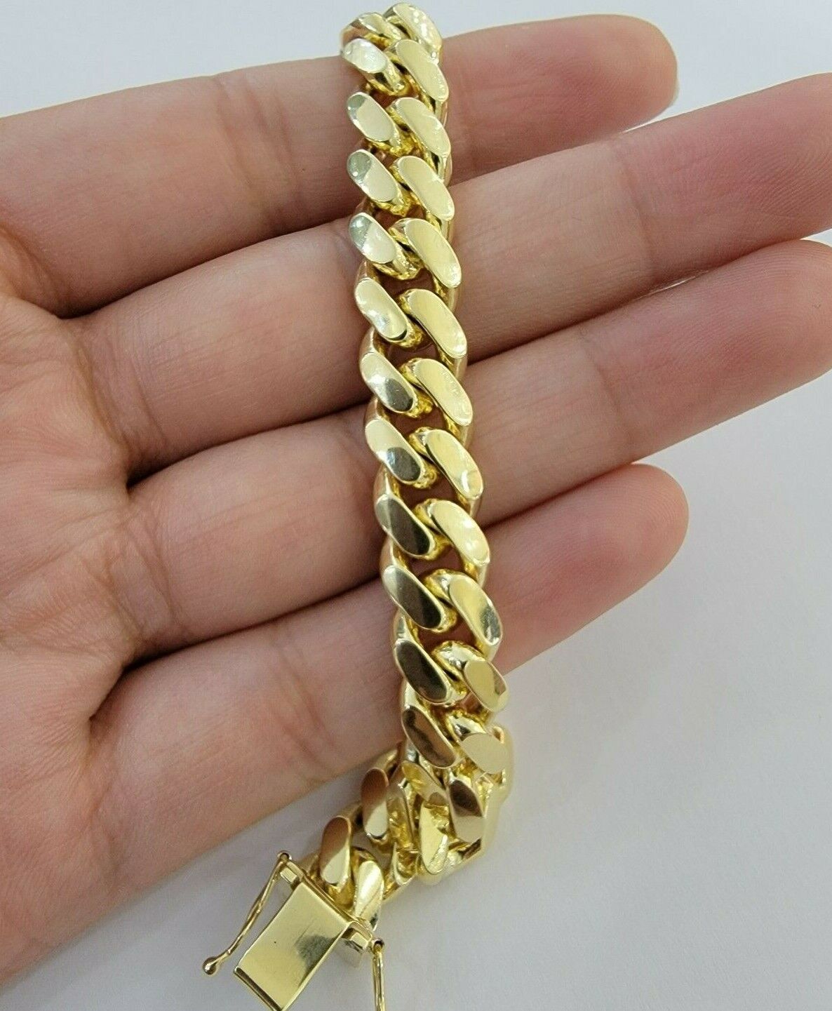 14k Bracelet Miami Cuban Link SOLID 14kt Yellow Gold 8.5 mm 7.5" Men Women REAL - GoldenLinQ