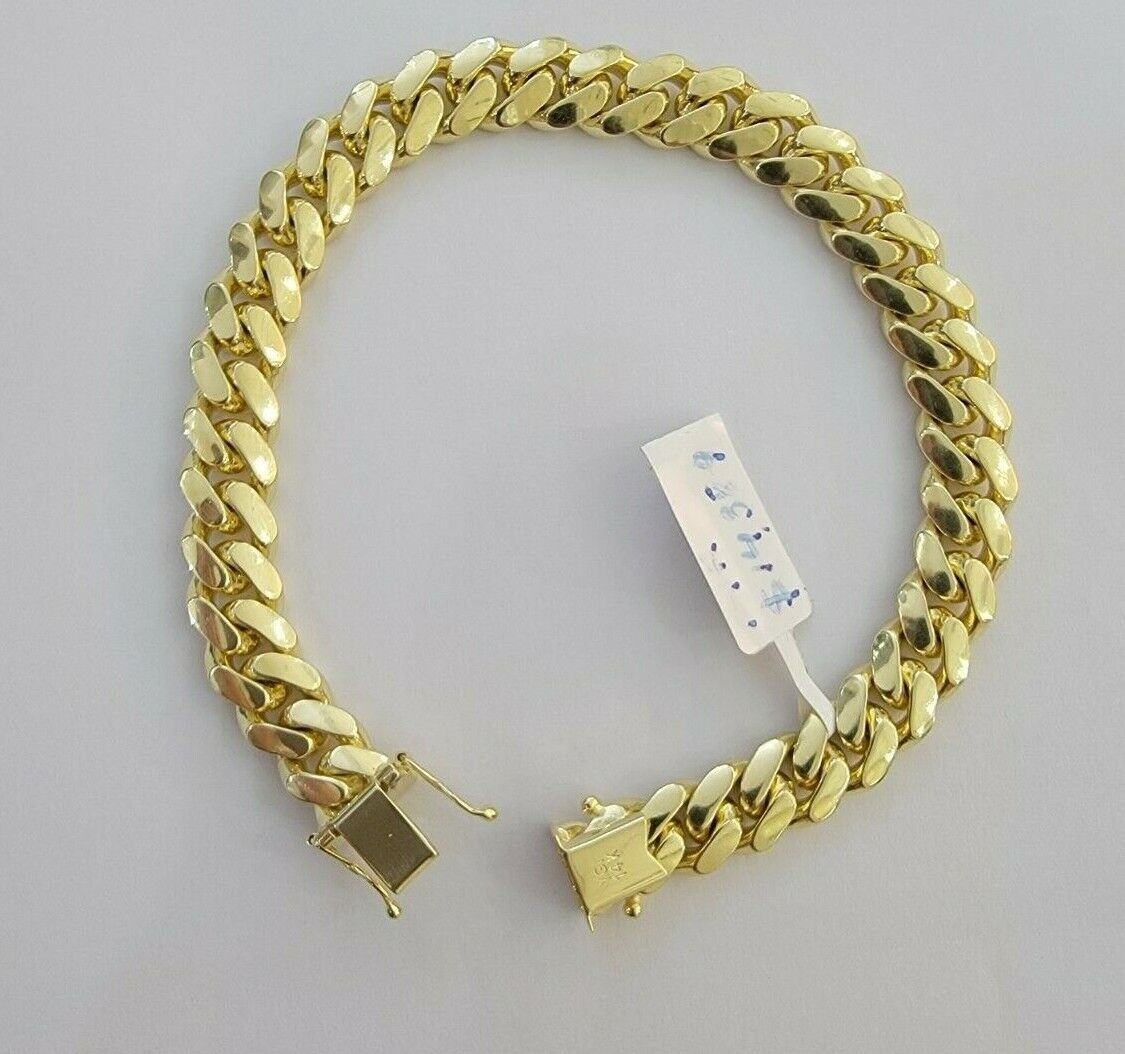14k Bracelet Miami Cuban Link SOLID 14kt Yellow Gold 8.5 mm 7.5" Men Women REAL - GoldenLinQ