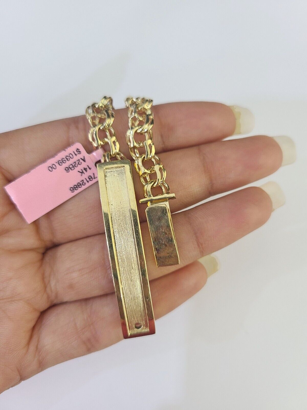 14k Chino ID Bracelet Yellow Gold Size 8" Inches Box Lock Real 14kt - GoldenlinQ