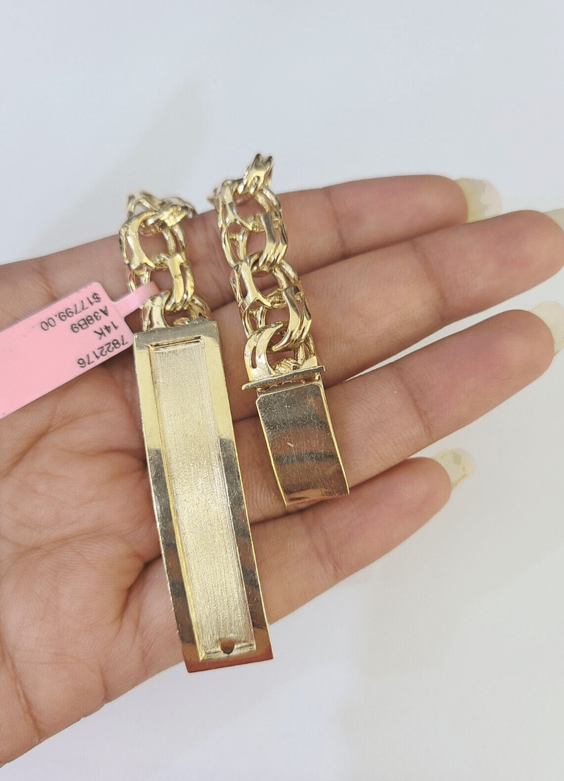 14k Chino ID Bracelet Yellow Gold Size 8.5" Inches Box Lock Real 14kt - GoldenlinQ