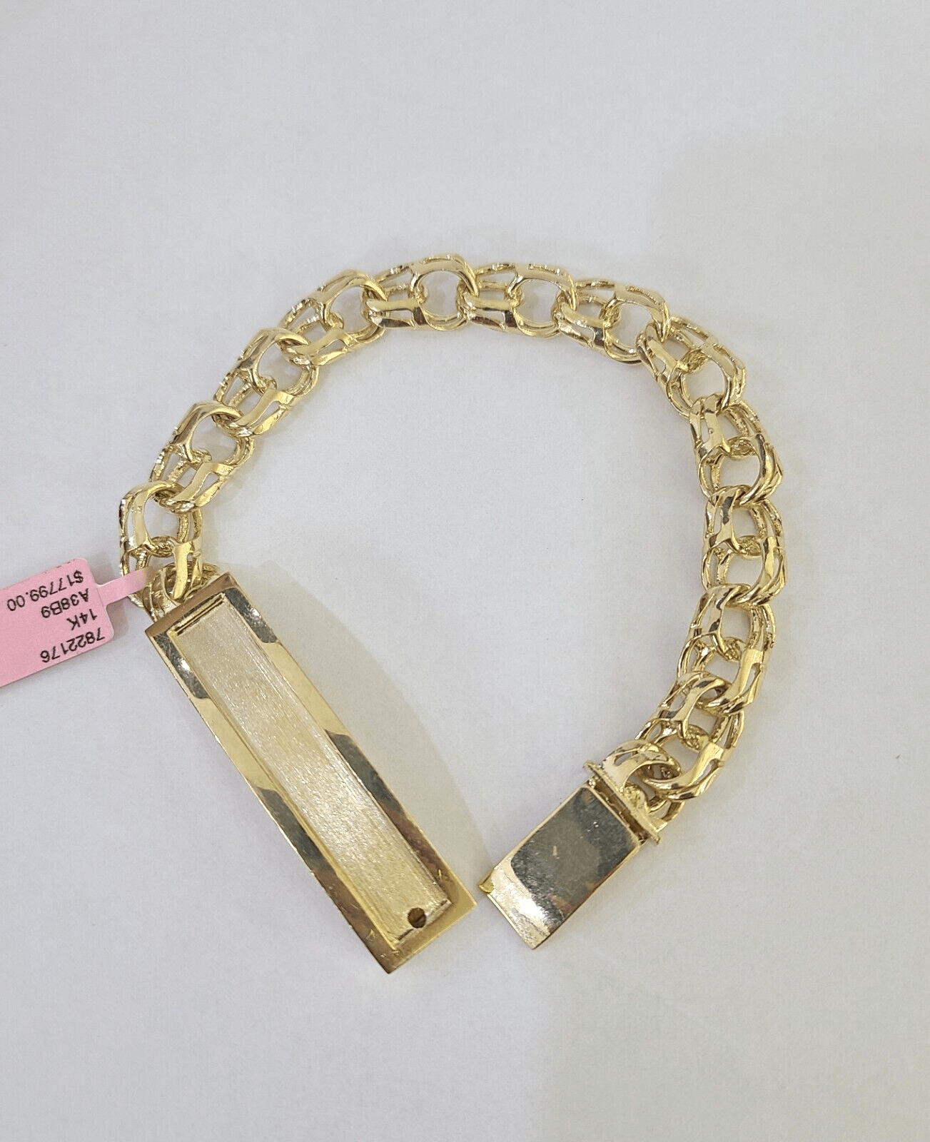 14k Chino ID Bracelet Yellow Gold Size 8.5" Inches Box Lock Real 14kt - GoldenlinQ