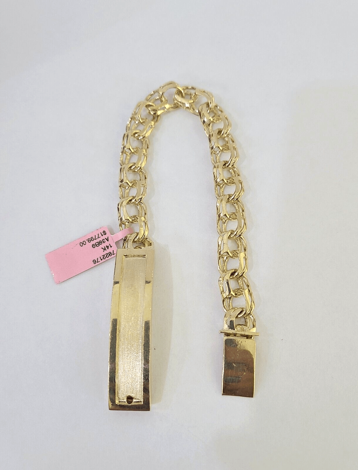 14k Chino ID Bracelet Yellow Gold Size 8.5" Inches Box Lock Real 14kt - GoldenlinQ