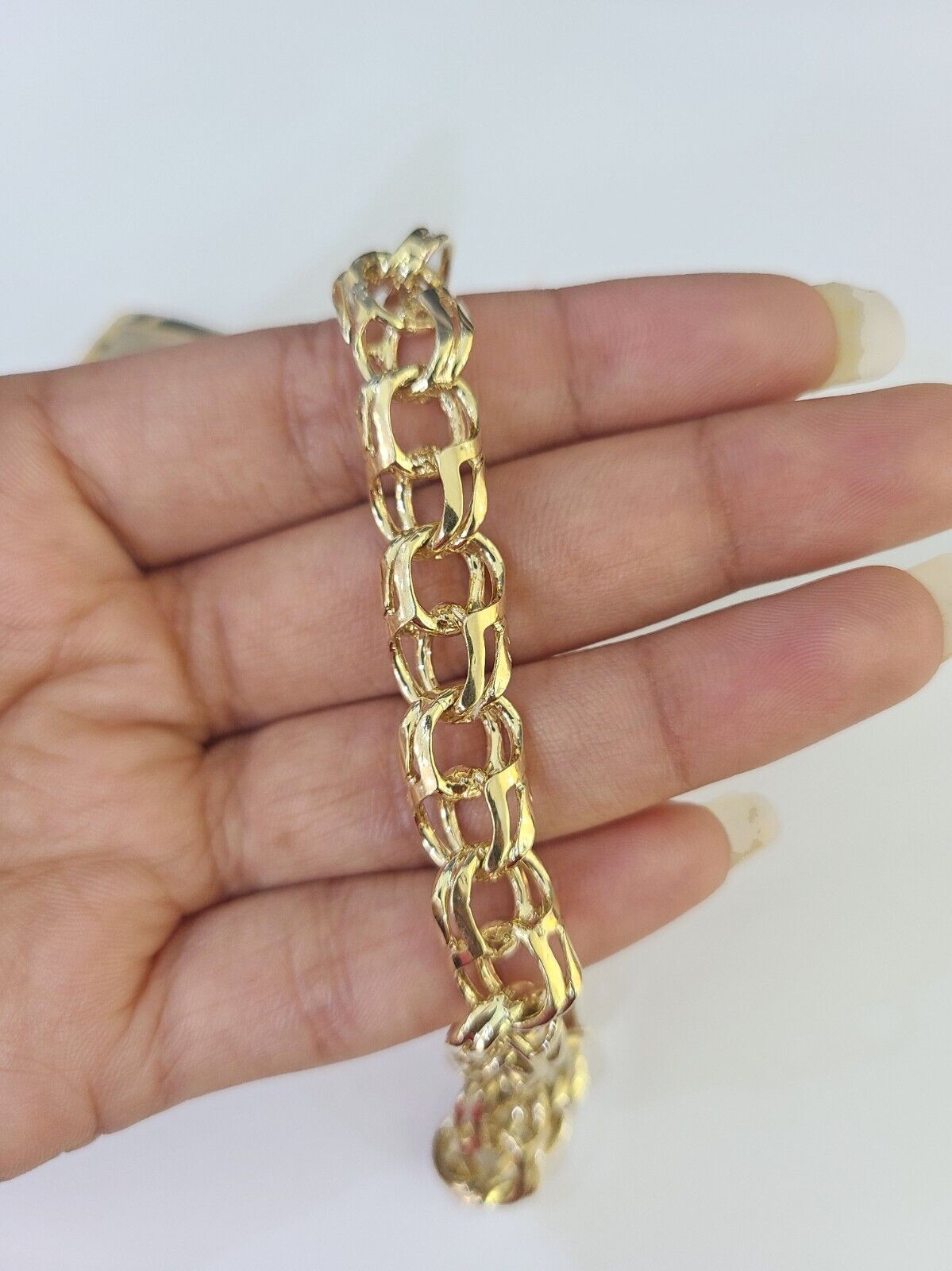 14k Chino ID Bracelet Yellow Gold Size 8.5" Inches Box Lock Real 14kt - GoldenlinQ