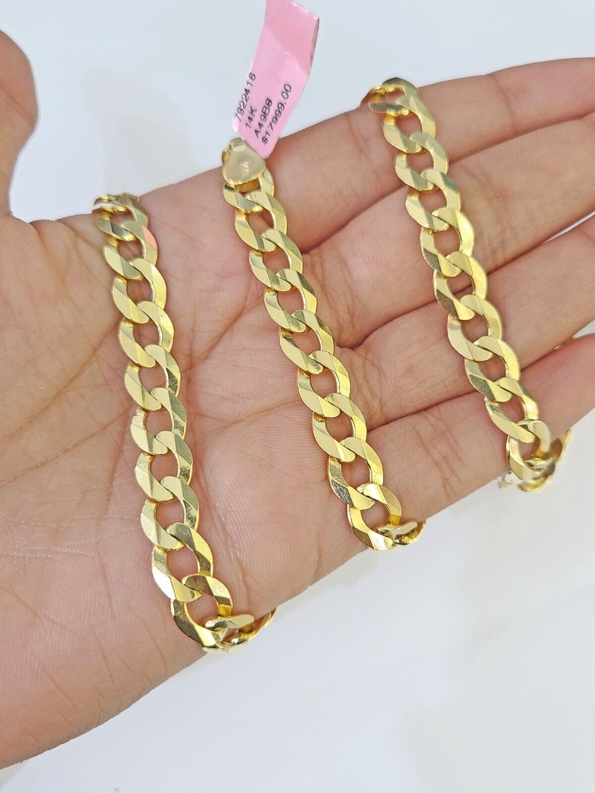 14k Cuban Curb Link chain Solid Yellow Gold Necklace 9mm 18" - 26" Inch Real - GoldenlinQ