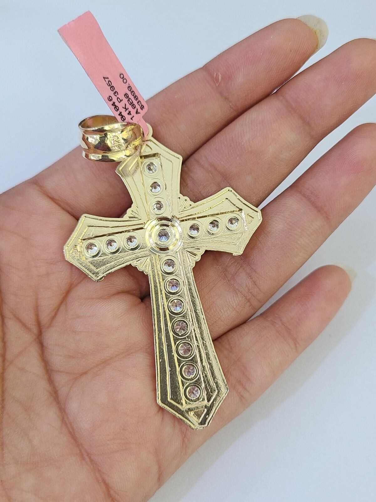 14K Franco Chain Jesus Cross Pendant Charm Necklace 20" - 26" 4mm Gold Yellow - GoldenlinQ