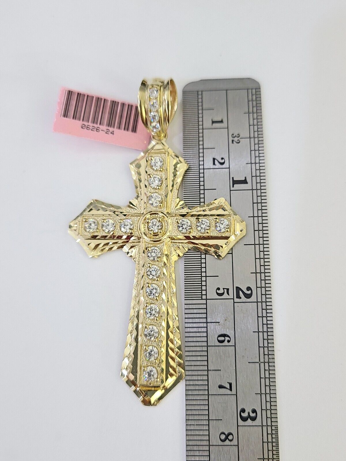 14K Franco Chain Jesus Cross Pendant Charm Necklace 20" - 26" 4mm Gold Yellow - GoldenlinQ