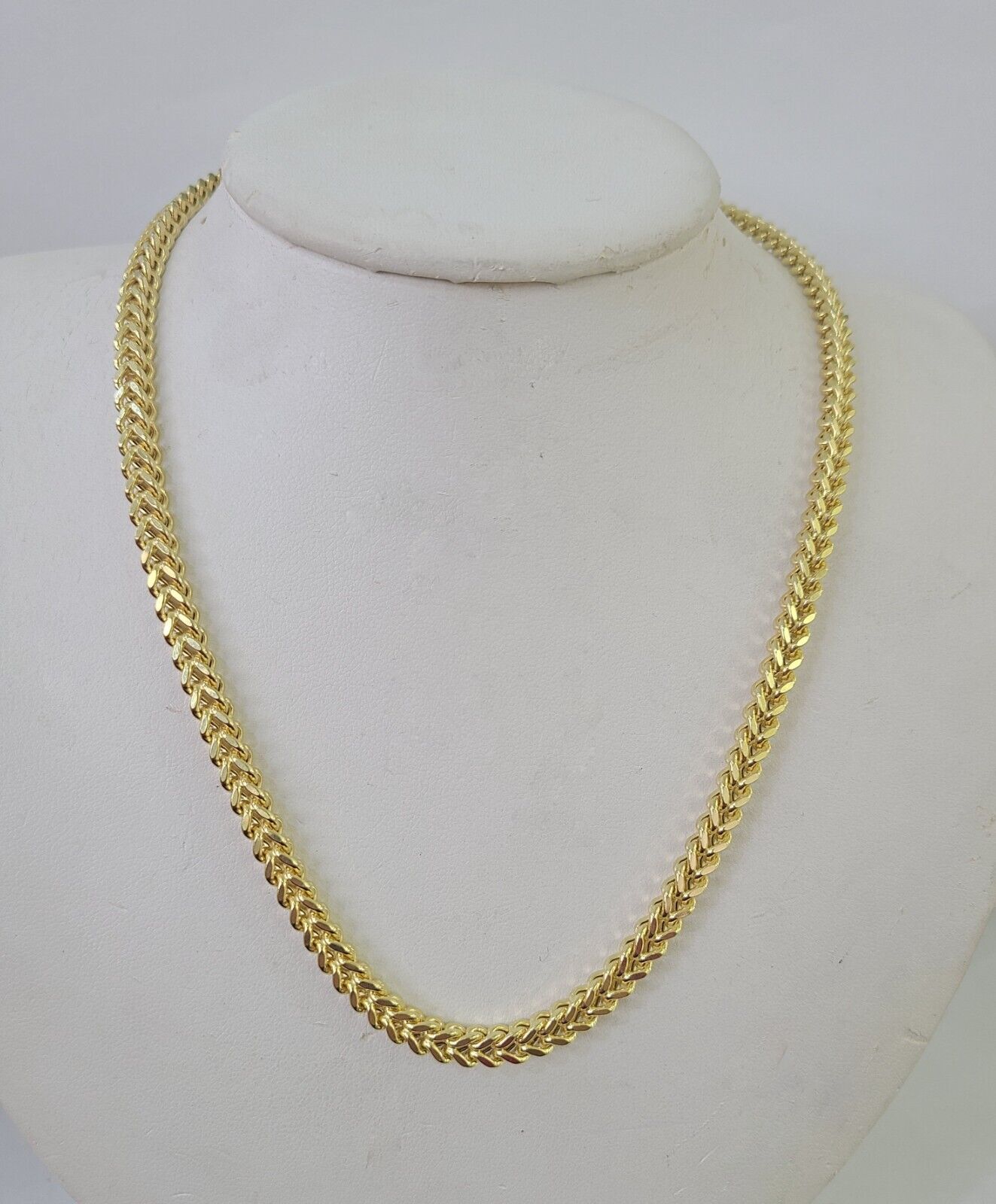 14K Franco Chain Necklace 4mm 26 Inch Real 14KT Men Women Yellow Gold - GoldenlinQ