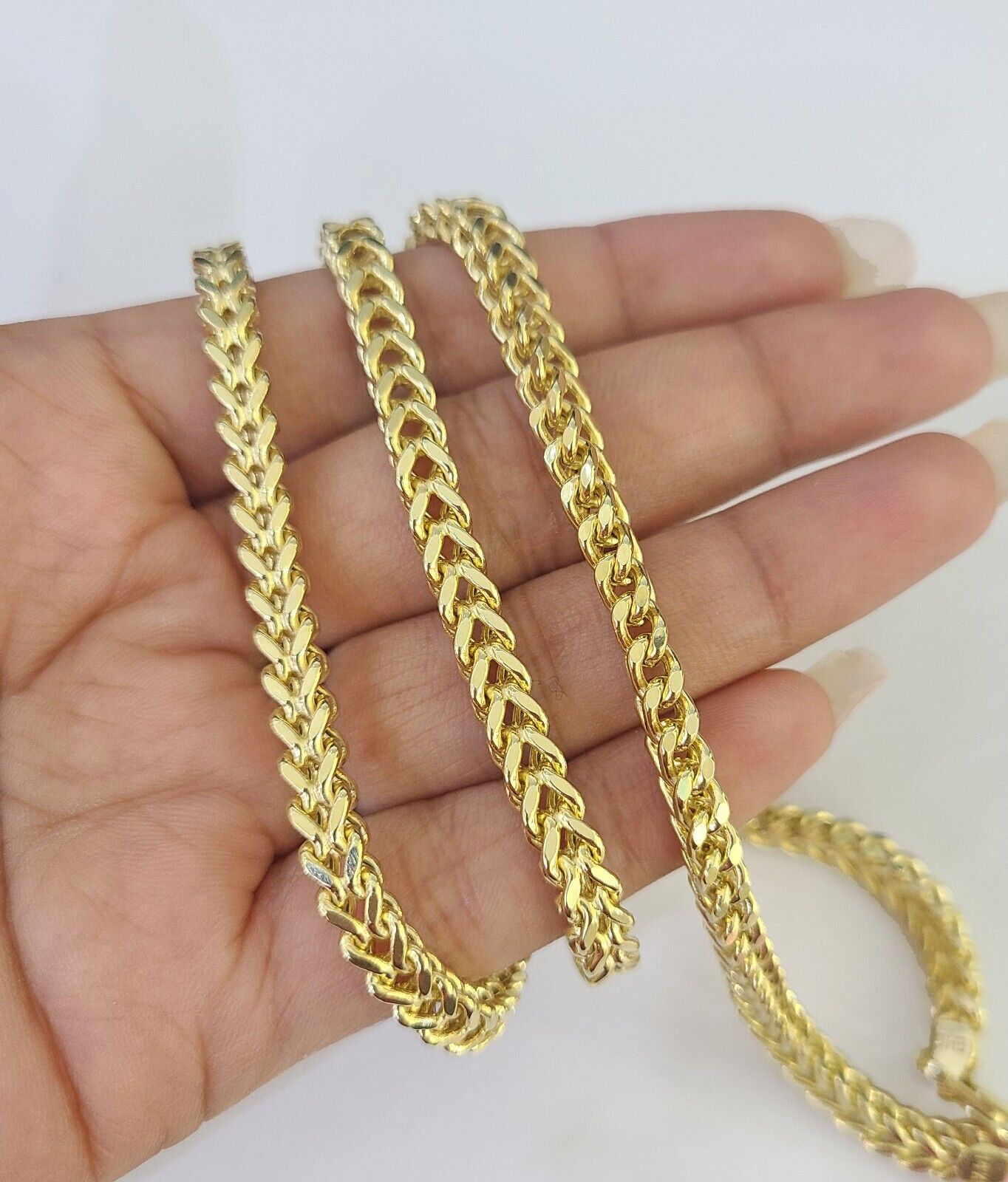 14K Franco Chain Necklace 4mm 26 Inch Real 14KT Men Women Yellow Gold - GoldenlinQ