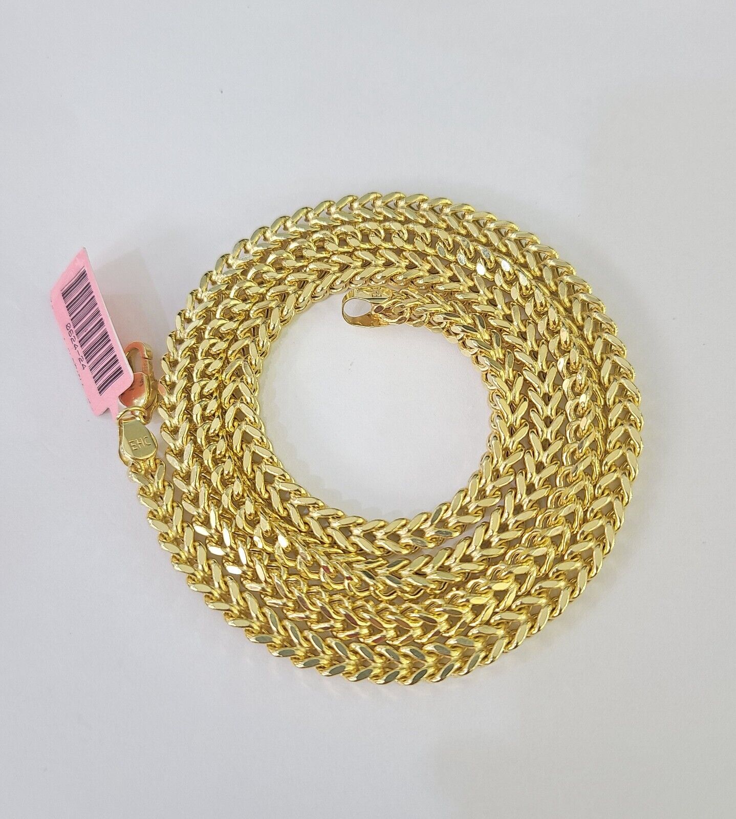 14K Franco Chain Necklace 4mm 26 Inch Real 14KT Men Women Yellow Gold - GoldenlinQ