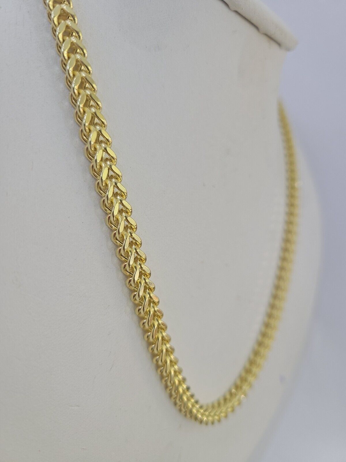 14K Franco Chain Necklace 4mm 26 Inch Real 14KT Men Women Yellow Gold - GoldenlinQ