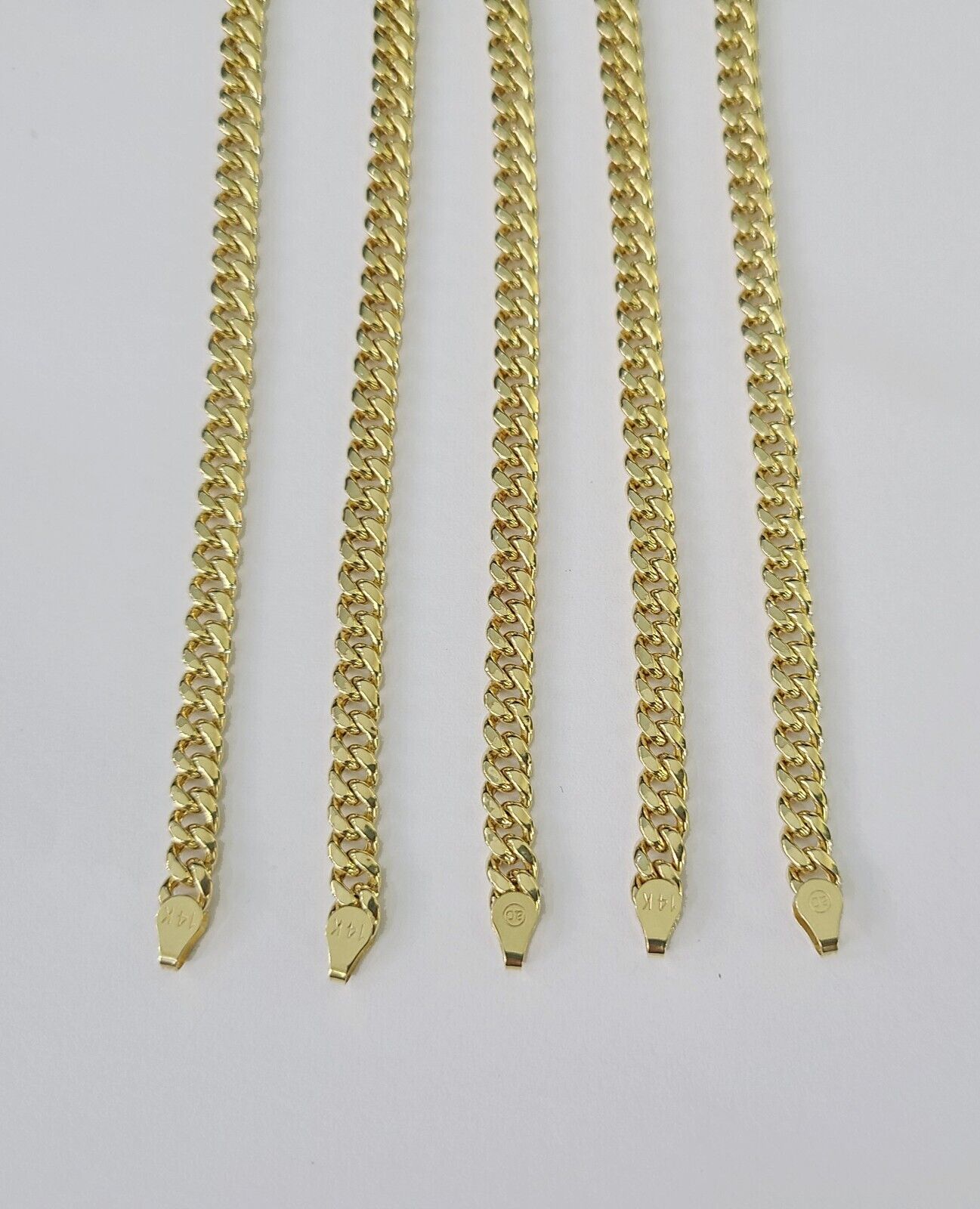 14k Gold 5mm Miami Cuban Link Chain Yellow Gold Necklace 18" - 30" Inches Real - GoldenlinQ