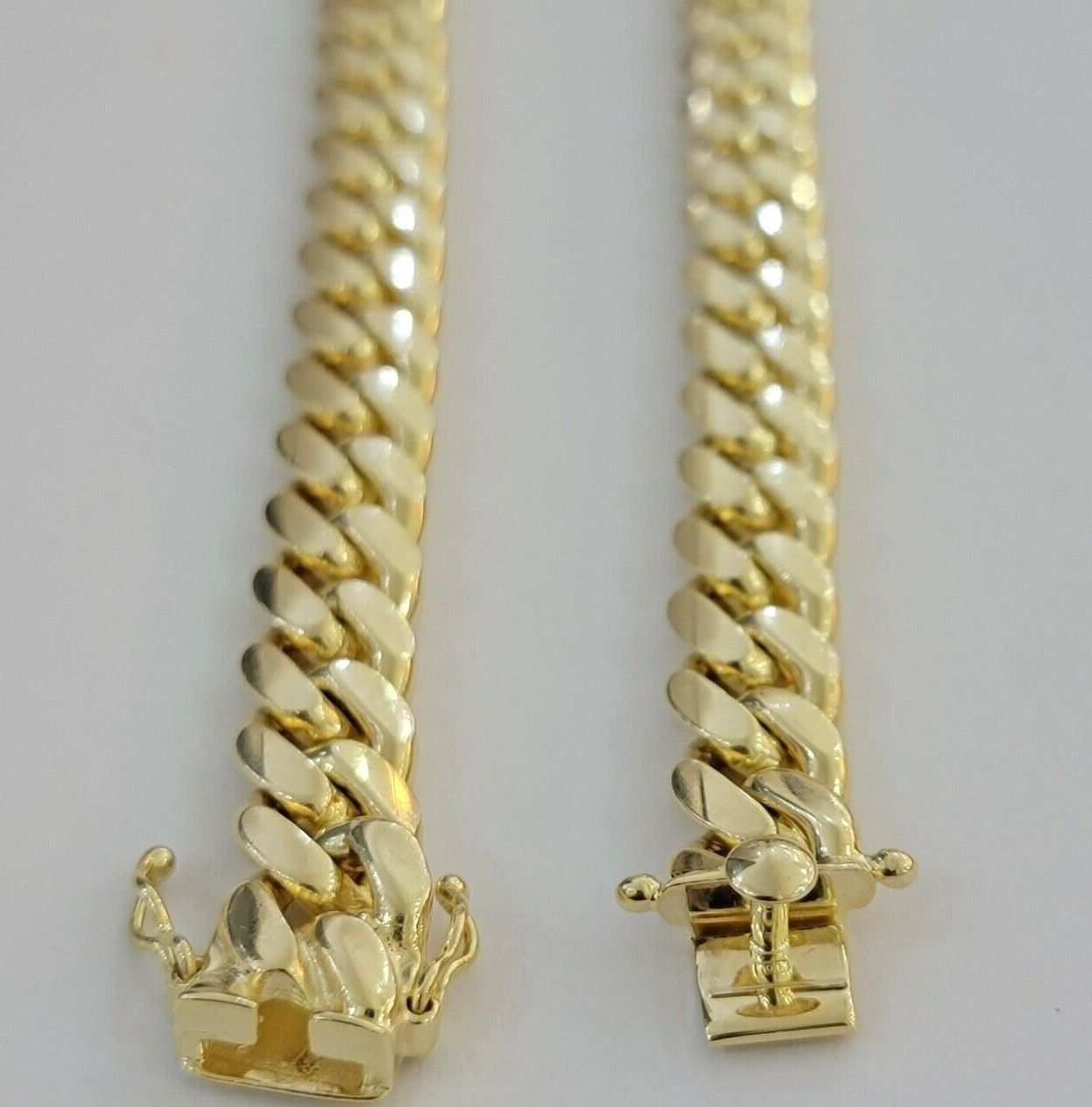 14k Gold 9mm Miami Cuban Link Chain Necklace Solid 14kt Yellow Gold Link 24Inch - GoldenlinQ