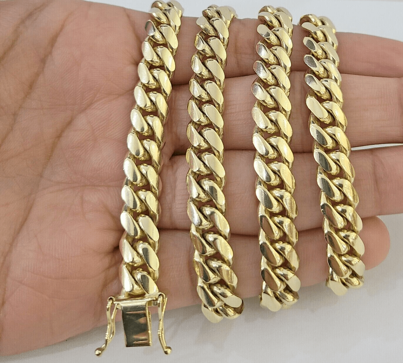 14k Gold 9mm Miami Cuban Link Chain Necklace Solid 14kt Yellow Gold Link 24Inch - GoldenlinQ