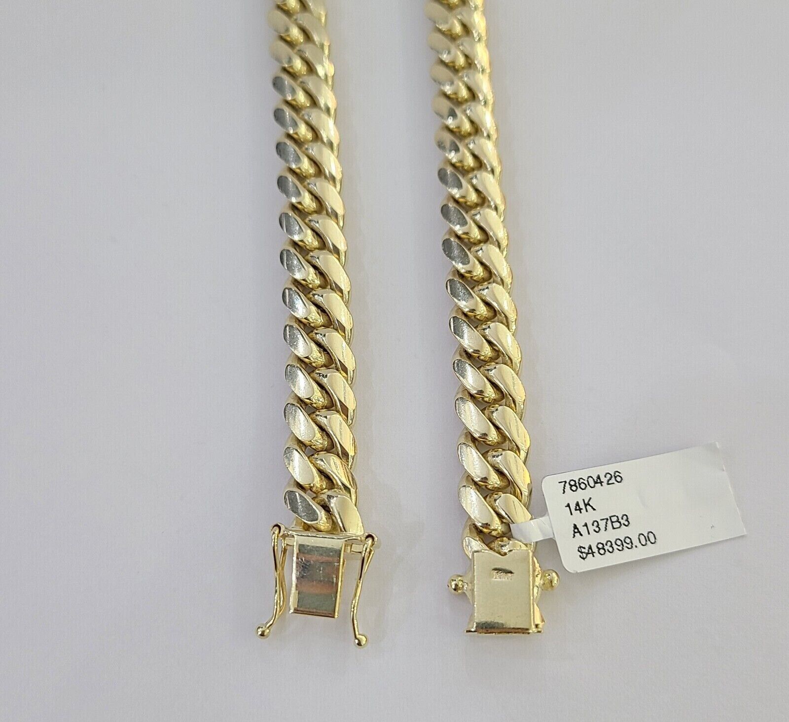 14k Gold 9mm Miami Cuban Link Chain Necklace Solid 14kt Yellow Gold Link 24Inch - GoldenlinQ