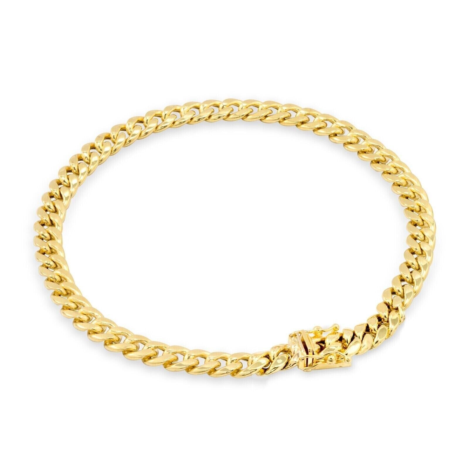 14k Gold Bracelet 6mm 7.5" Inch Real 14kt Yellow Gold Men women, Box clasp, REAL - GoldenlinQ
