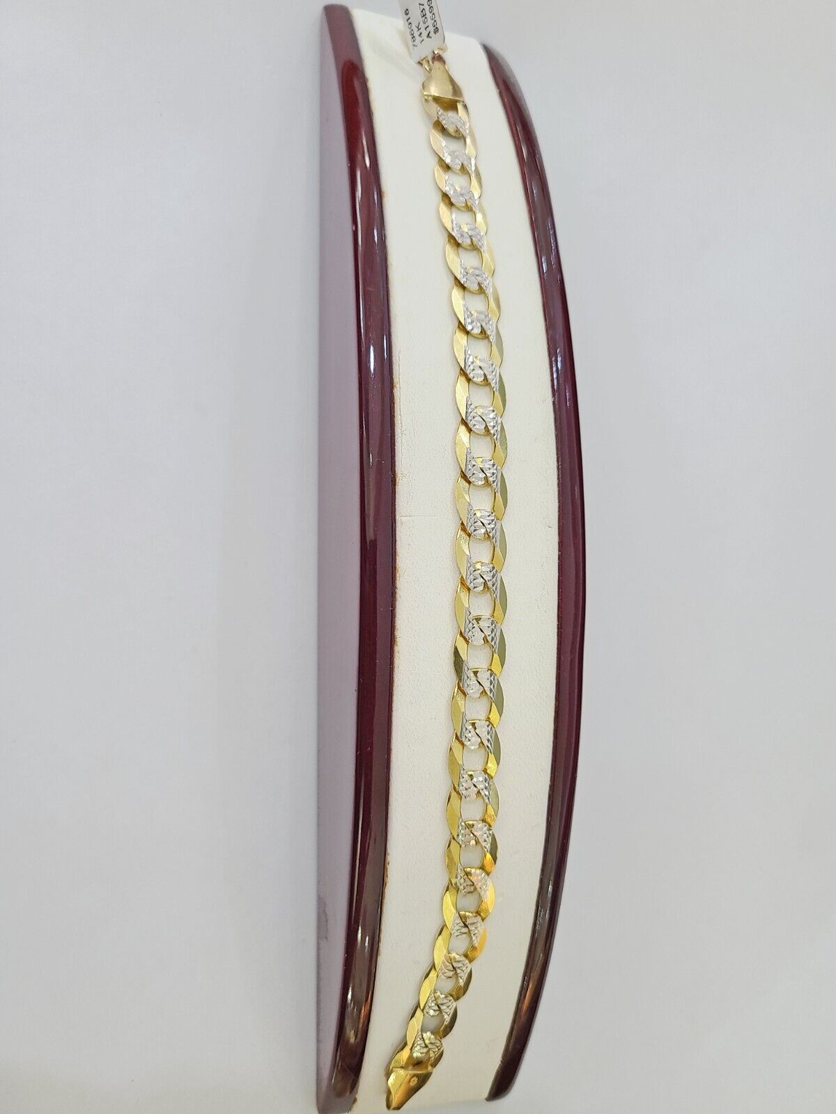 14K Gold Bracelet Cuban Curb Link Bracelet Diamond Cut 9mm 8" Inch REAL Gold - GoldenlinQ