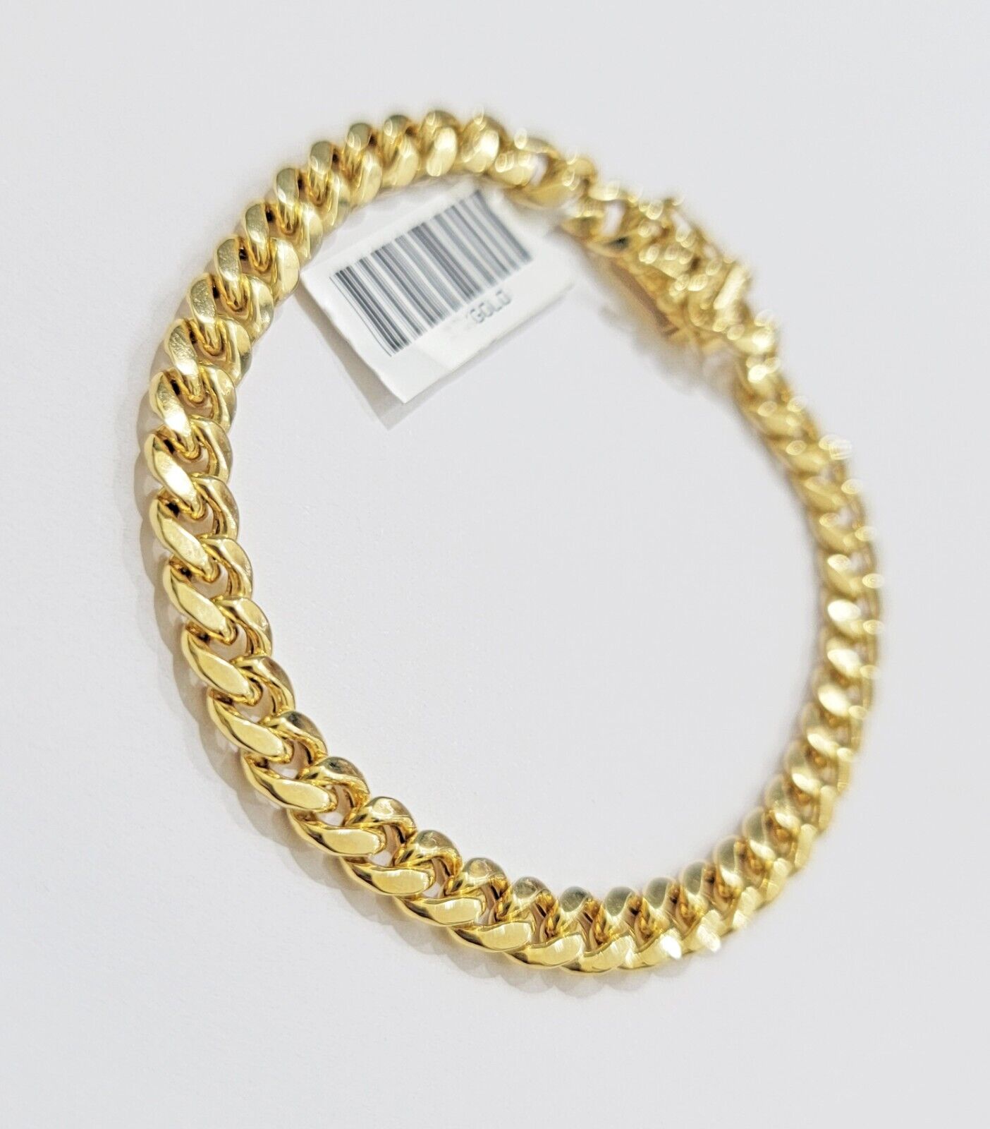 14k Gold Bracelet Miami Cuban Link 7mm 9" Inch Real 14 KT Yellow Gold Men Women - GoldenlinQ