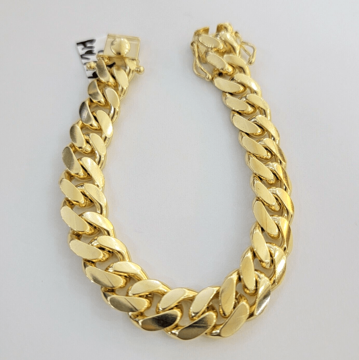 14k Gold bracelet Miami Cuban Link 9 Inch Solid 13mm Mens REAL 14 KT SOLID HEAVY - GoldenlinQ