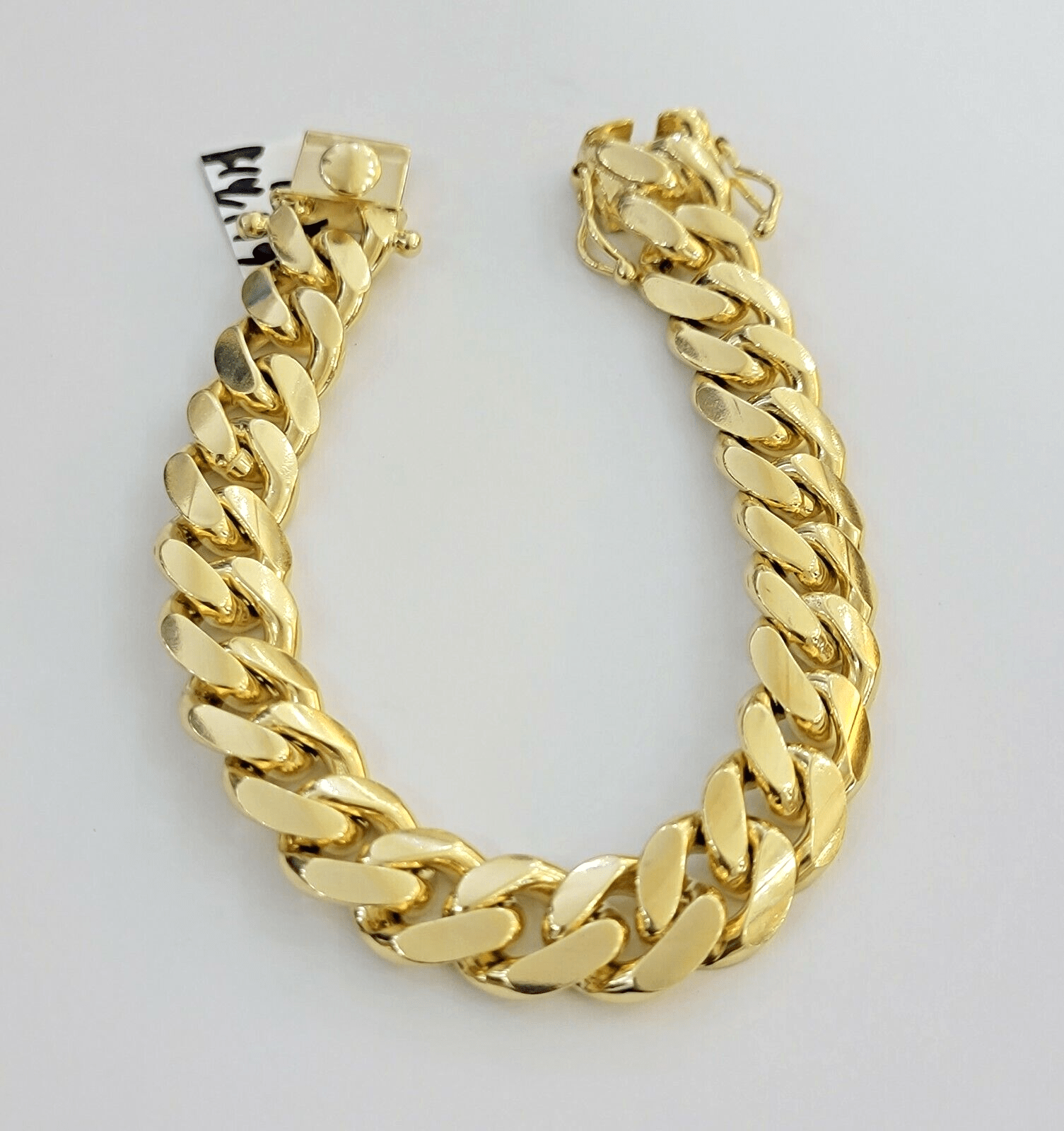 14k Gold bracelet Miami Cuban Link 9 Inch Solid 13mm Mens REAL 14 KT SOLID HEAVY - GoldenlinQ