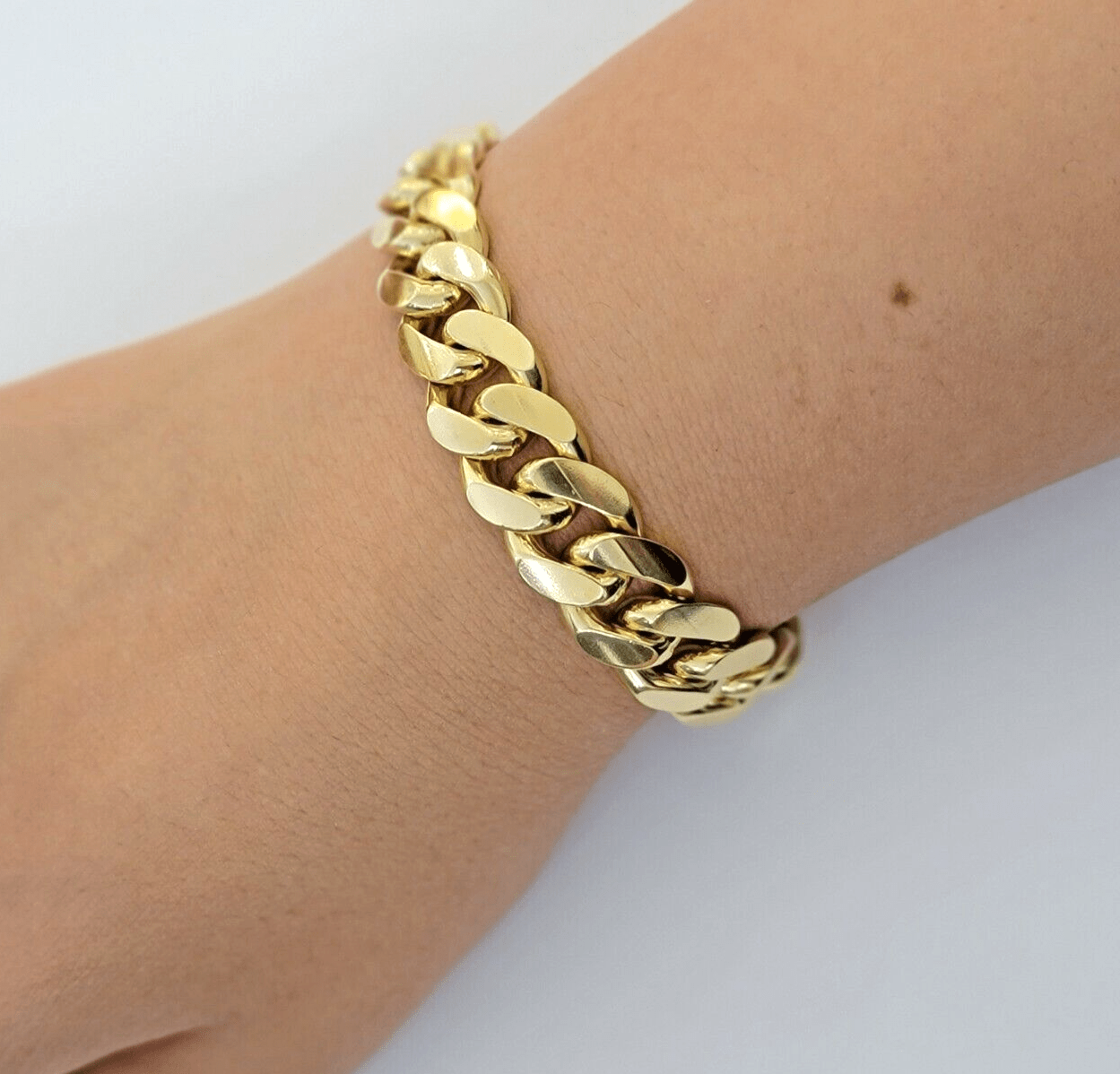 14k Gold bracelet Miami Cuban Link 9 Inch Solid 13mm Mens REAL 14 KT SOLID HEAVY - GoldenlinQ