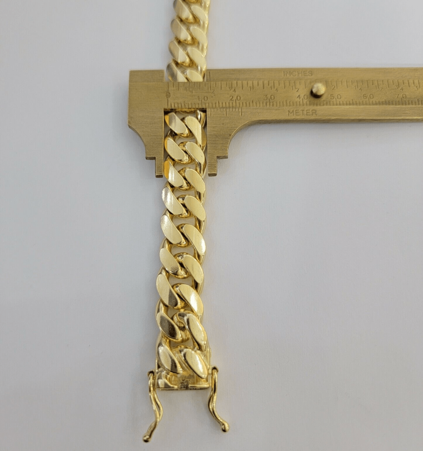 14k Gold bracelet Miami Cuban Link 9 Inch Solid 13mm Mens REAL 14 KT SOLID HEAVY - GoldenlinQ