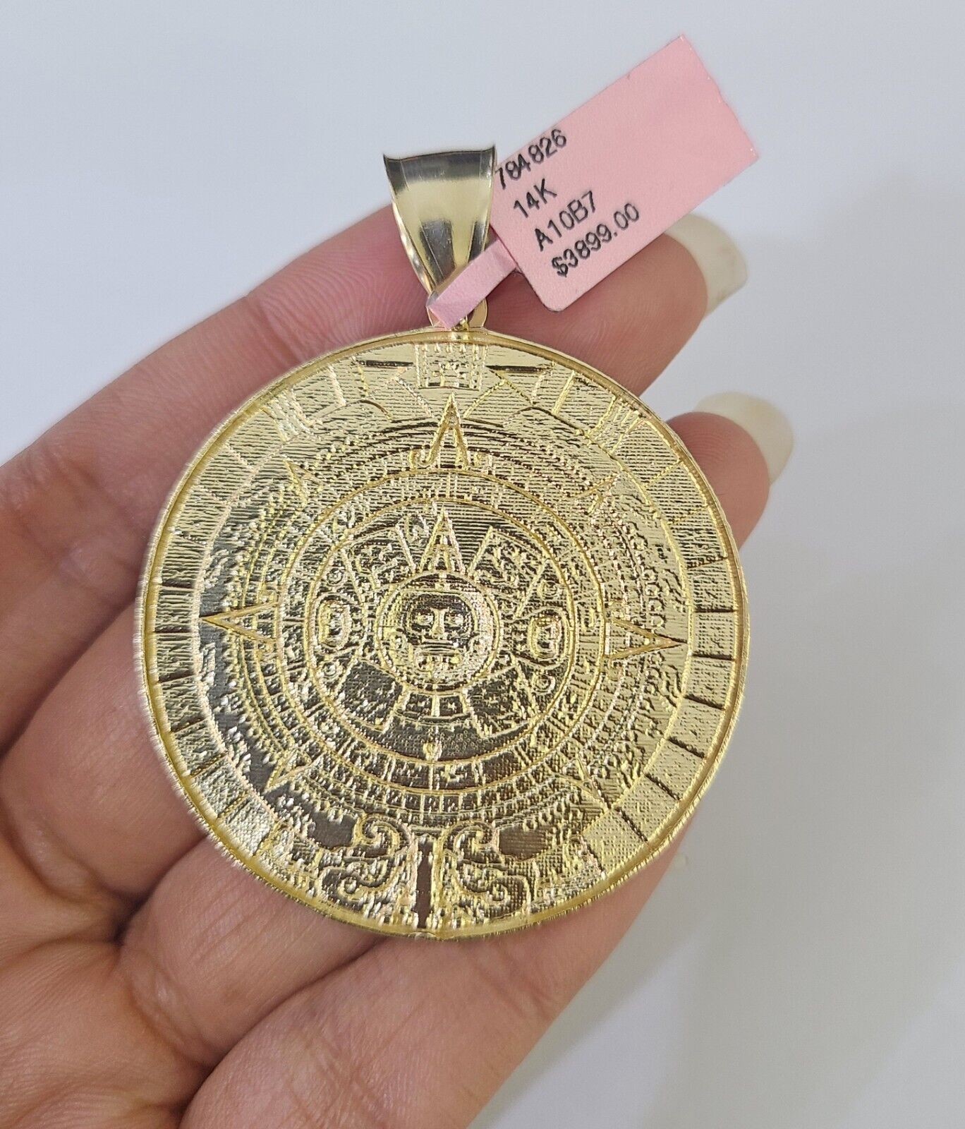 14k Gold Byzantine Box Necklace Mayan Calendar Charm 18" - 26" SET Yellow - GoldenlinQ