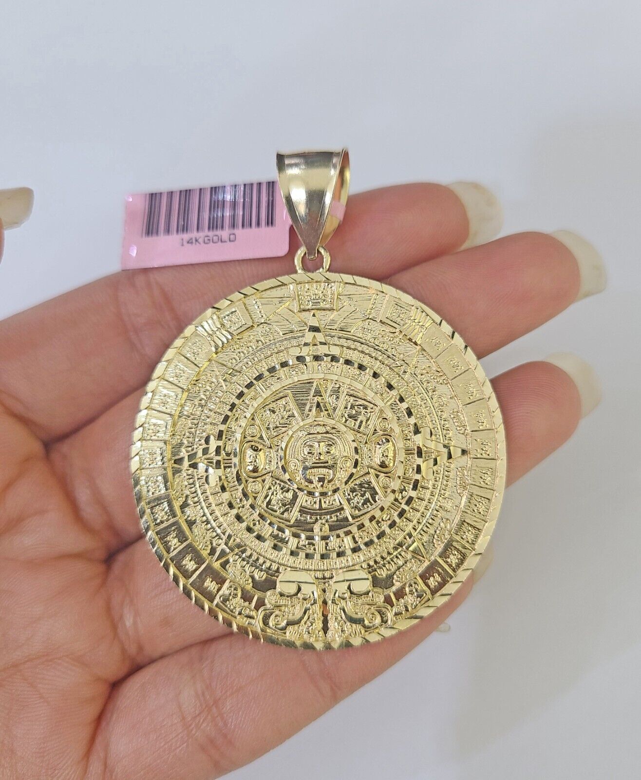 14k Gold Byzantine Box Necklace Mayan Calendar Charm 18" - 26" SET Yellow - GoldenlinQ