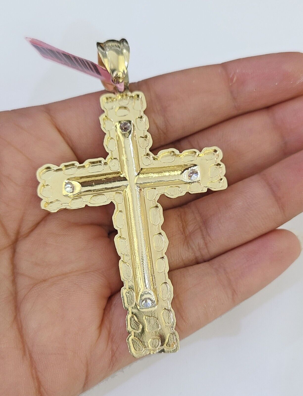 14k Gold Chain Jesus Cross Charm Solid Cuban Curb 5mm 20" - 26" Inch SET Necklace - GoldenlinQ