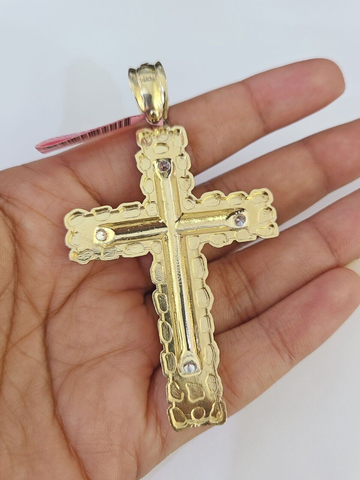 14k Gold Chain Jesus Cross Charm Solid Cuban Curb 5mm 20" - 28" Inch SET Necklace - GoldenlinQ