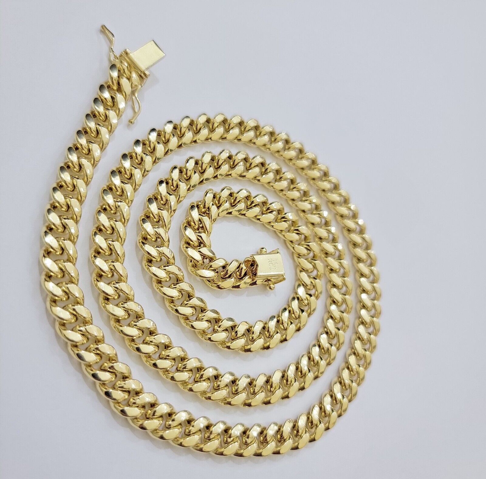 14k Gold Chain Necklace 24 Inch Miami Cuban Link 8mm Box Lock Real 14KT For Mens - GoldenlinQ