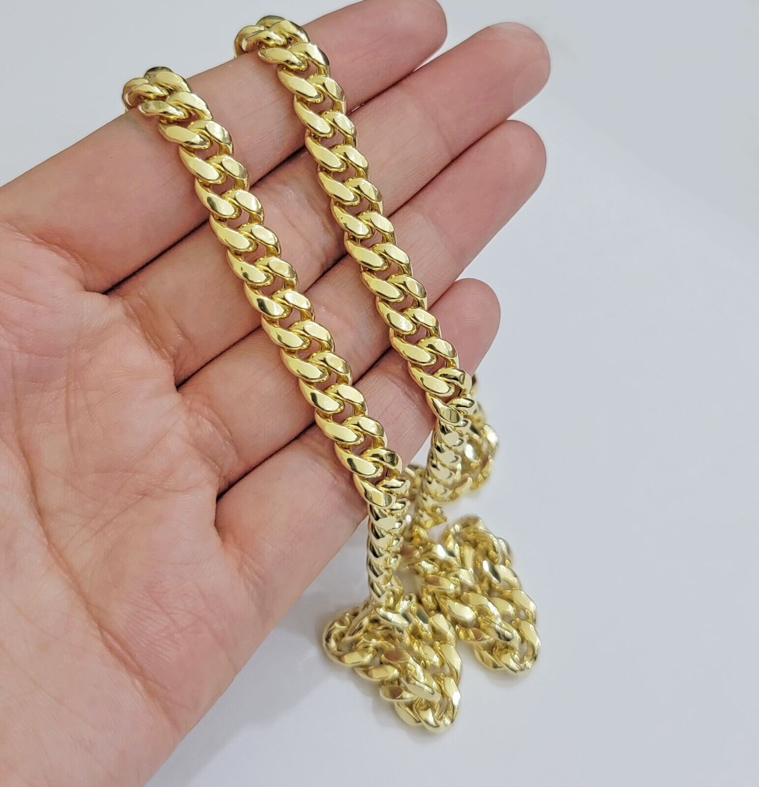 14k Gold Chain Necklace 24 Inch Miami Cuban Link 8mm Box Lock Real 14KT For Mens - GoldenlinQ