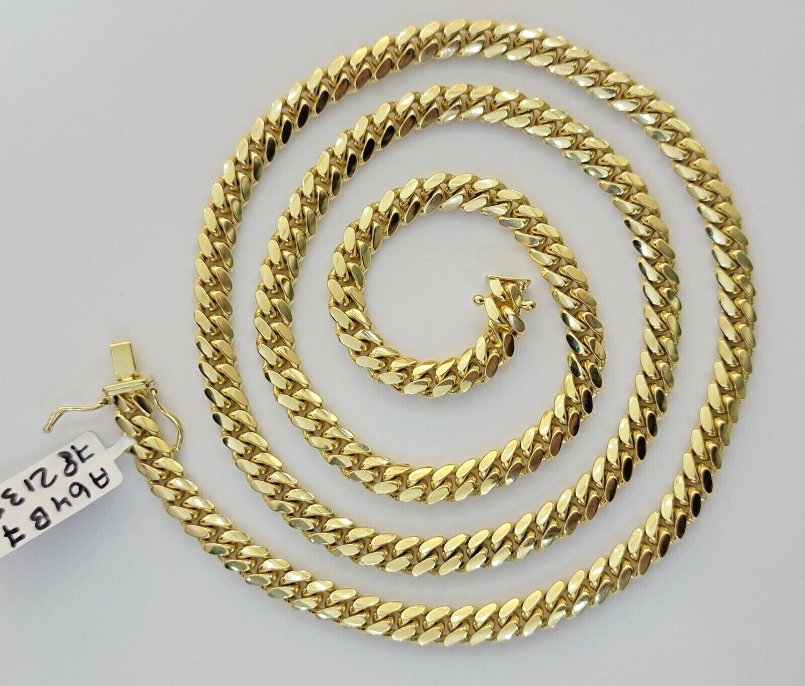 14k Gold Chain Solid Miami Cuban Link Necklace 28" 6mm REAL 14KT Yellow Gold Men - GoldenlinQ