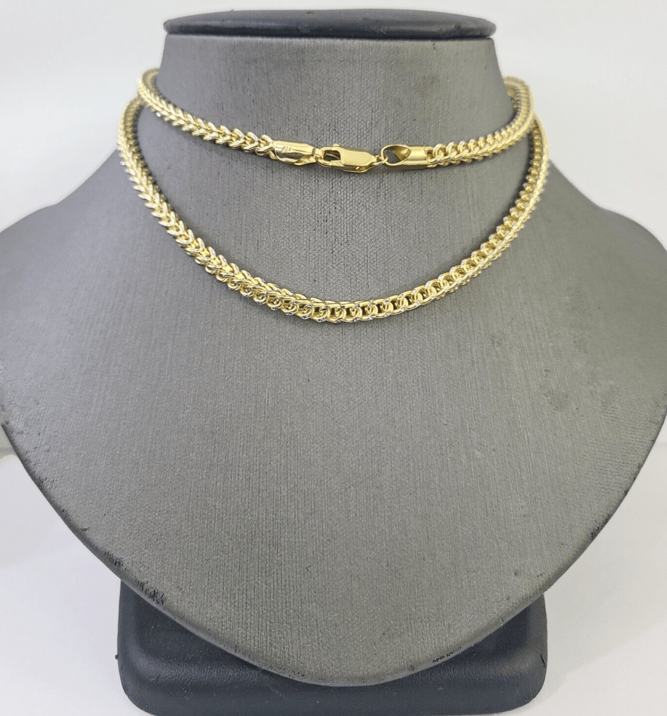 14K gold franco chain Necklace 3.5mm 20 Inch Diamond Cuts Two-tone Real 14KT men