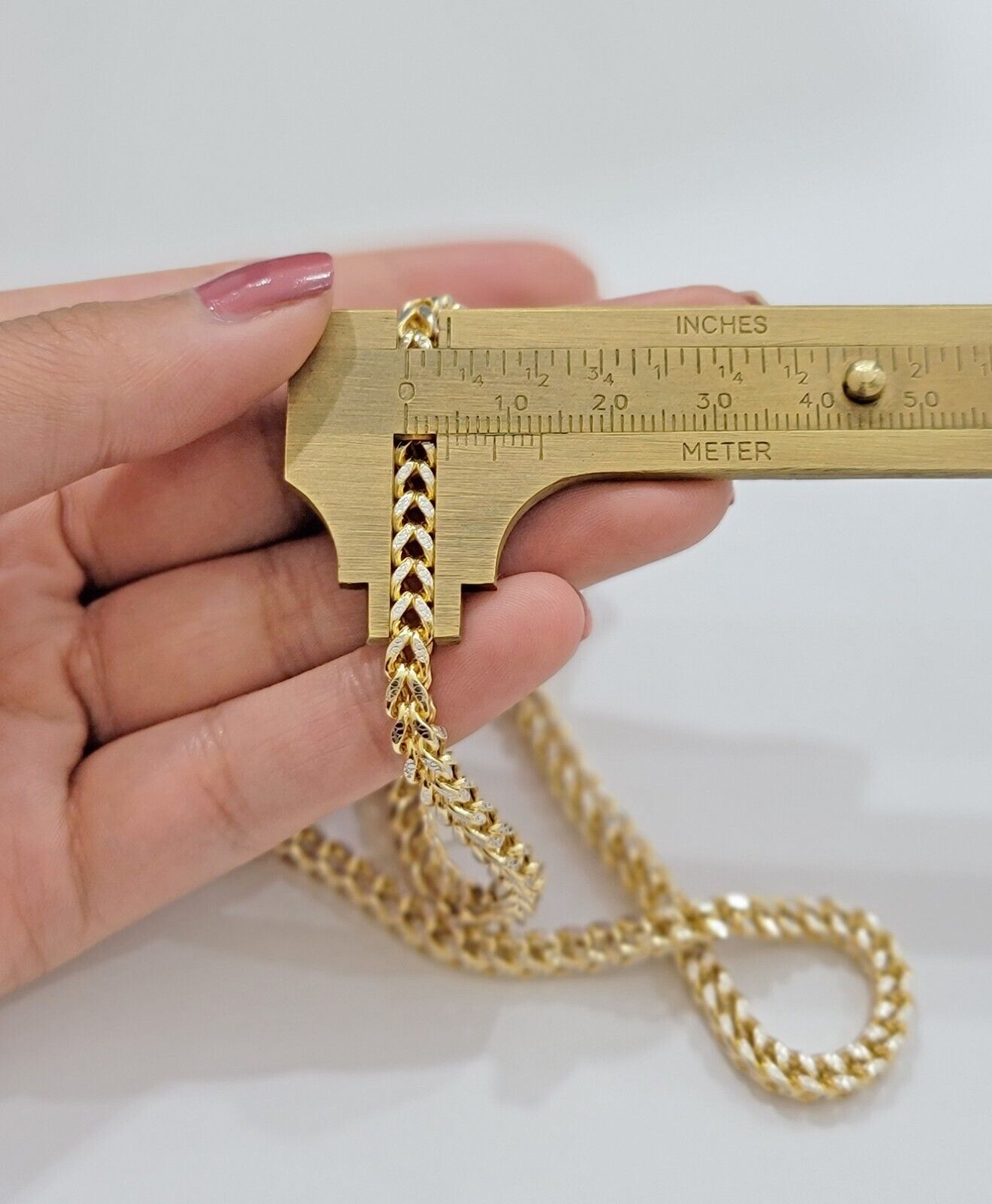 14k Gold Mens Necklace Franco Chain 4mm 24 Inch Diamond Cut 14k Yellow Gold REAL - GoldenlinQ